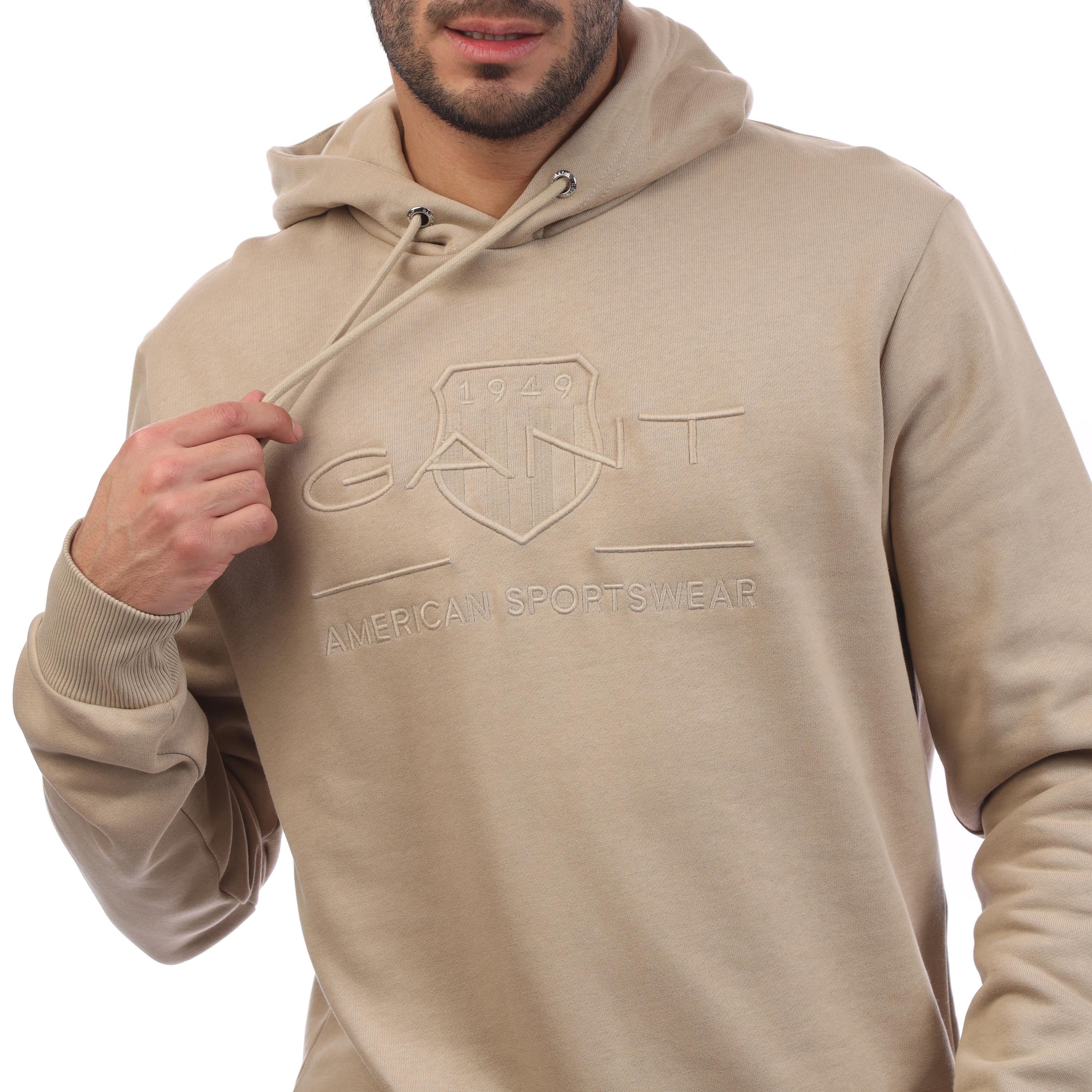 Beige - Gant - Tonal Archive Shield Hoodie - 3