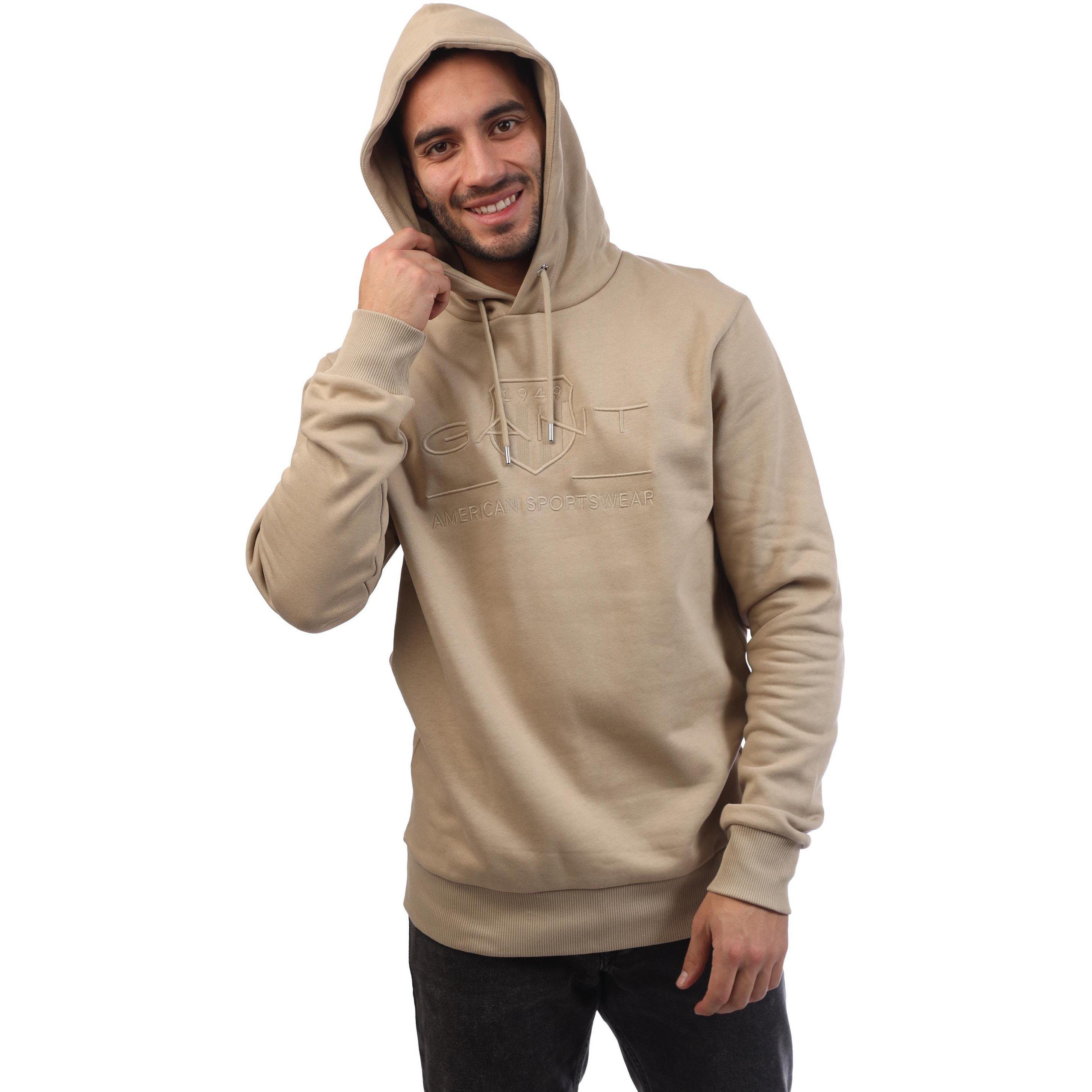 Beige - Gant - Tonal Archive Shield Hoodie - 4