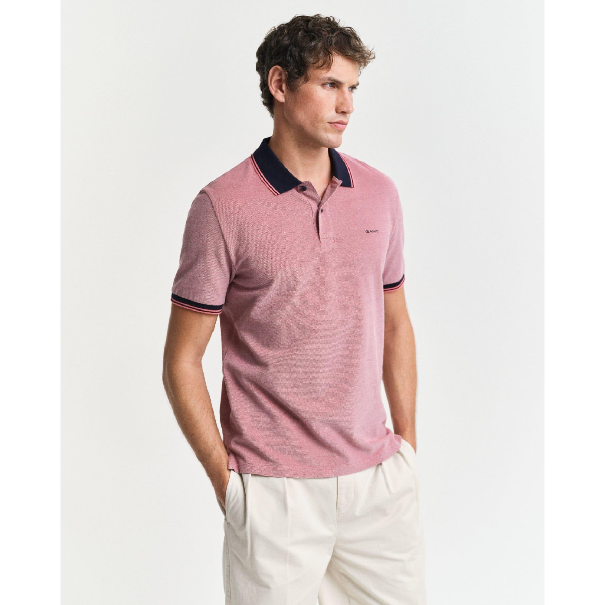 Red - Gant - 4-Colour Short Sleeved Oxford Shirt - 2