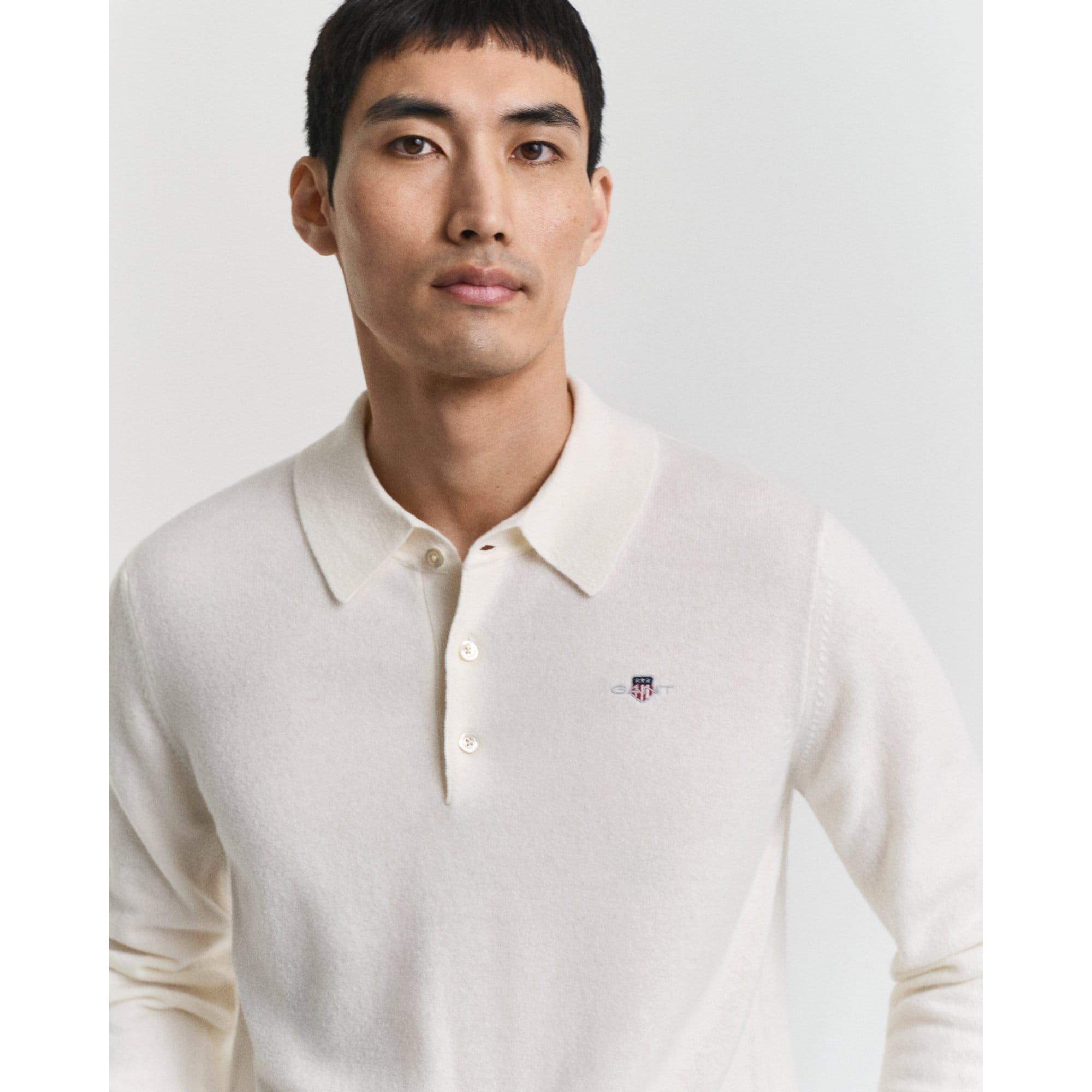 Cream - Gant - Superfine Lambswool Polo Shirt - 3