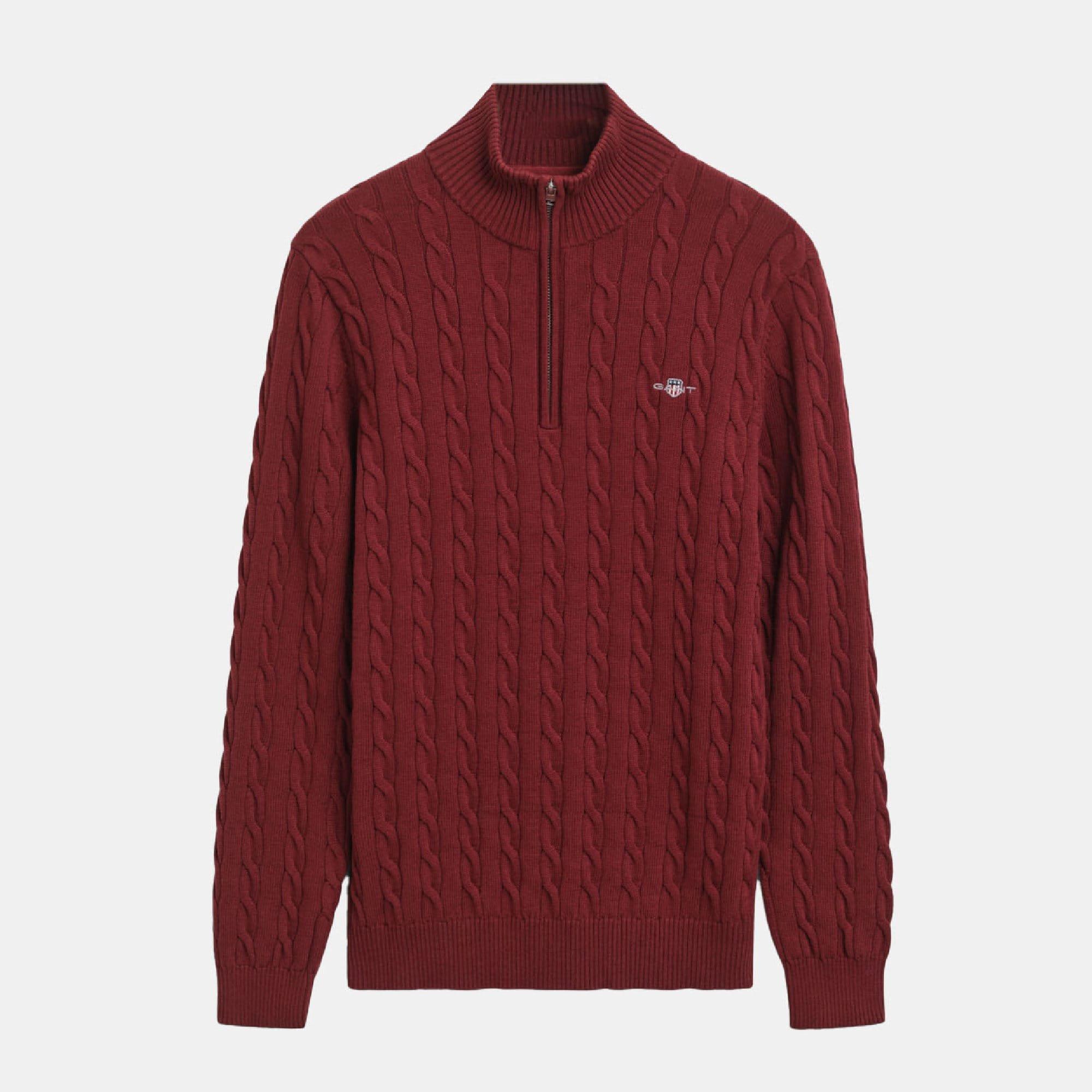 Red - Gant - Cotton Cable Half Zip Fleece - 1