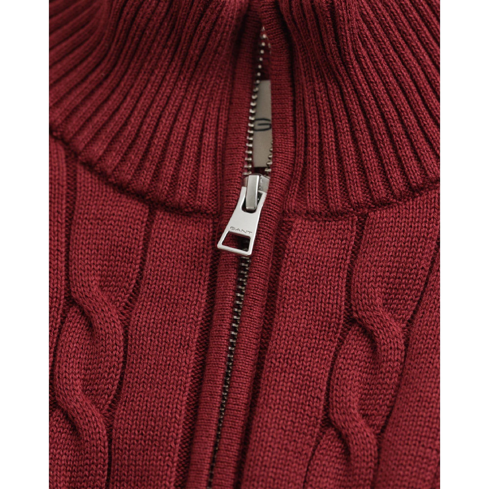 Red - Gant - Cotton Cable Half Zip Fleece - 2