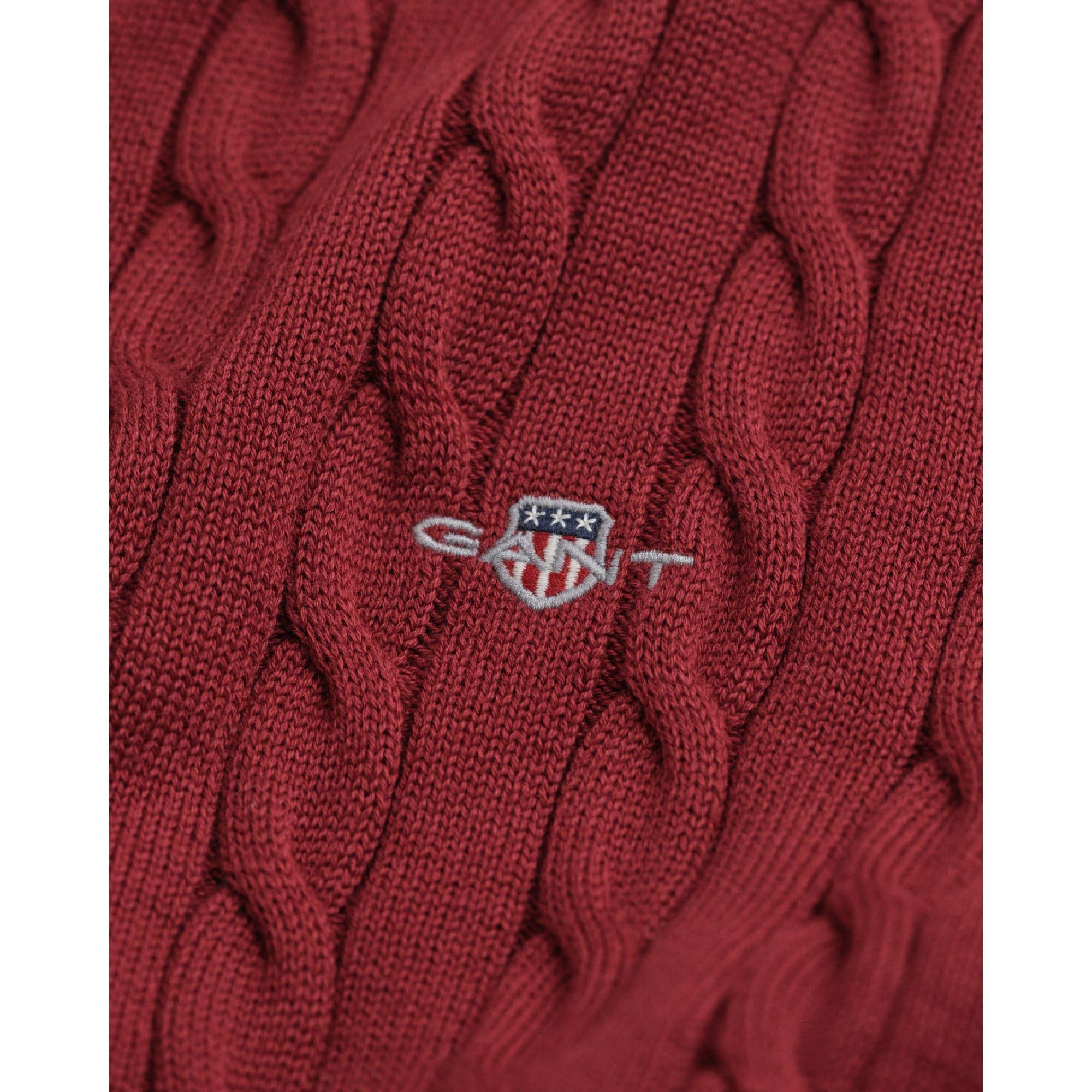 Red - Gant - Cotton Cable Half Zip Fleece - 3