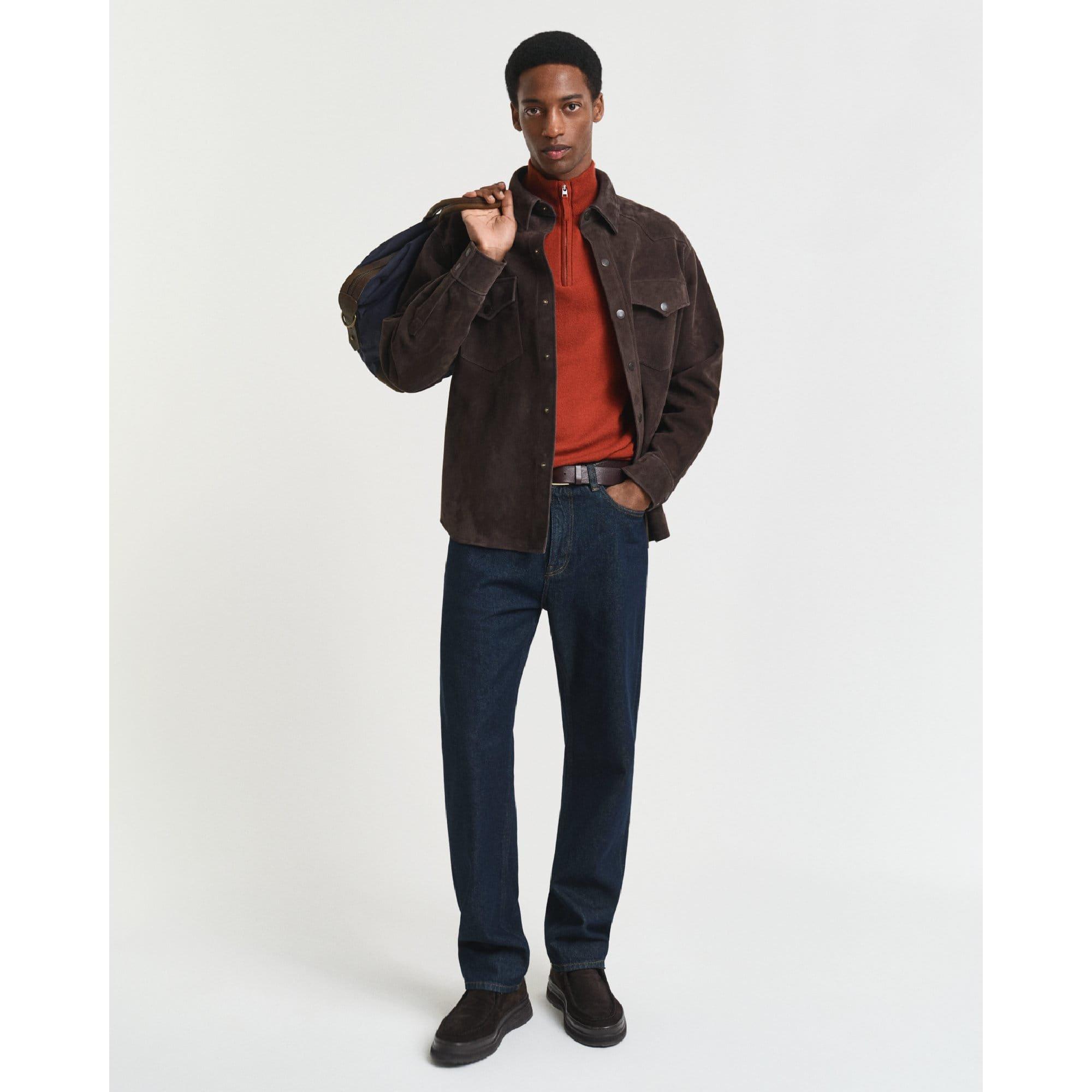 Brown - Gant - Superfine Lambswool Half Zip Fleece - 2