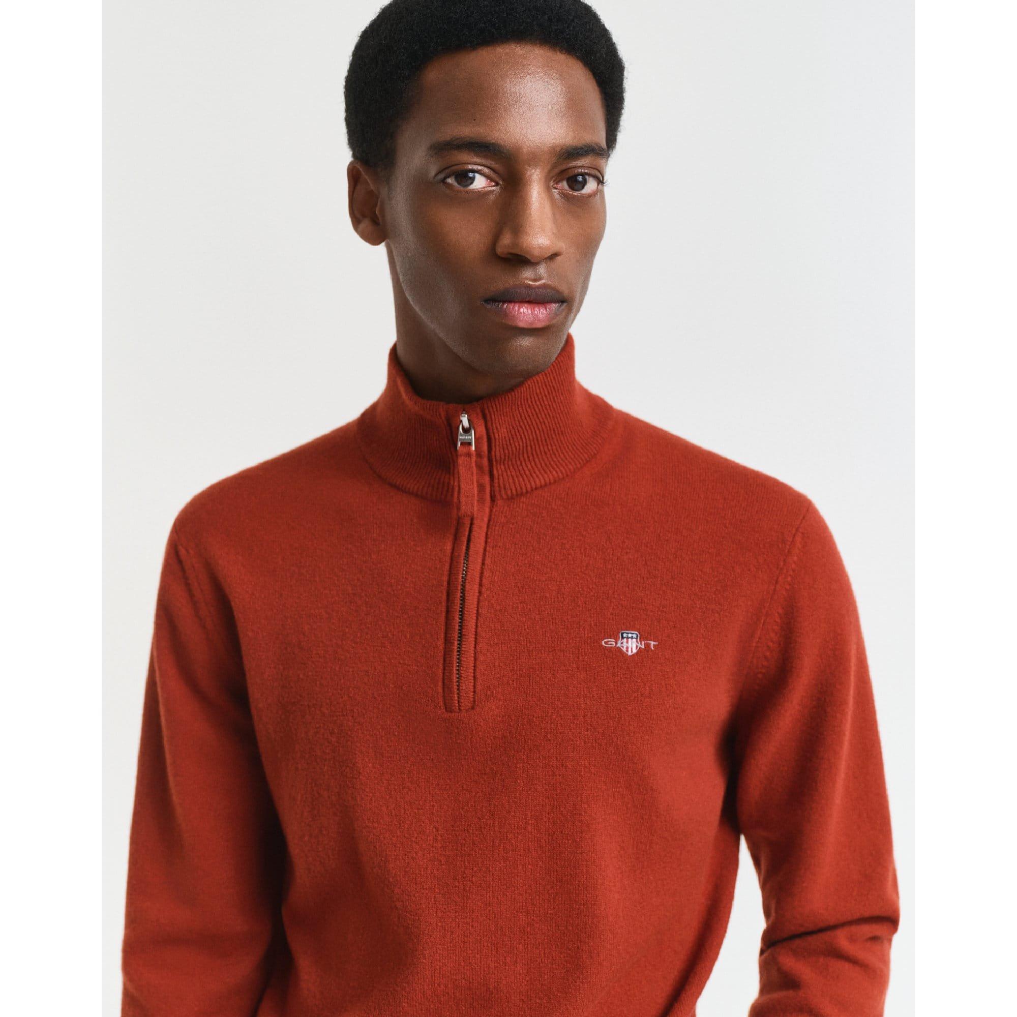 Brown - Gant - Superfine Lambswool Half Zip Fleece - 3