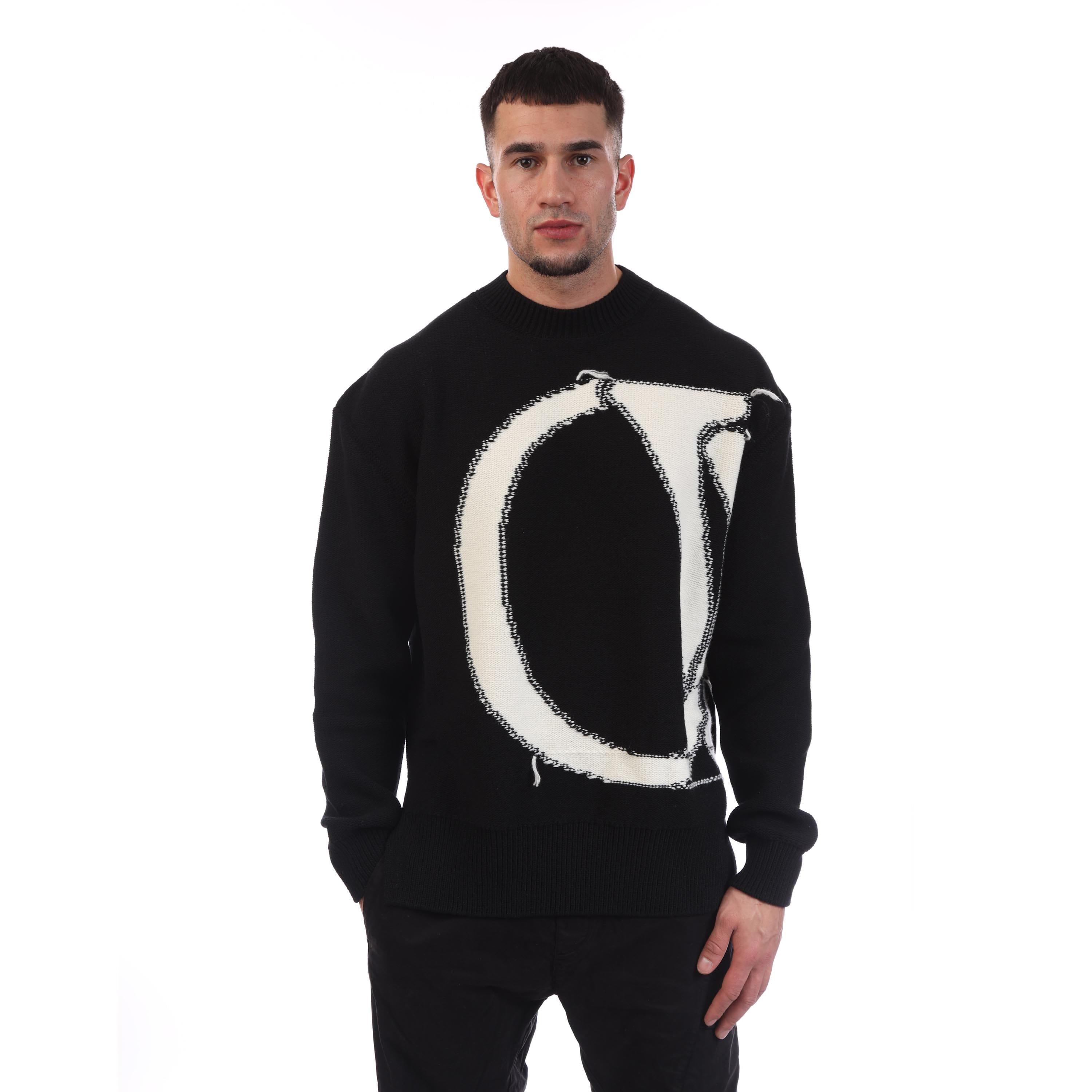 Black Cream - Off White - Maxi Logo Knit Crewneck Sweatshirt - 1