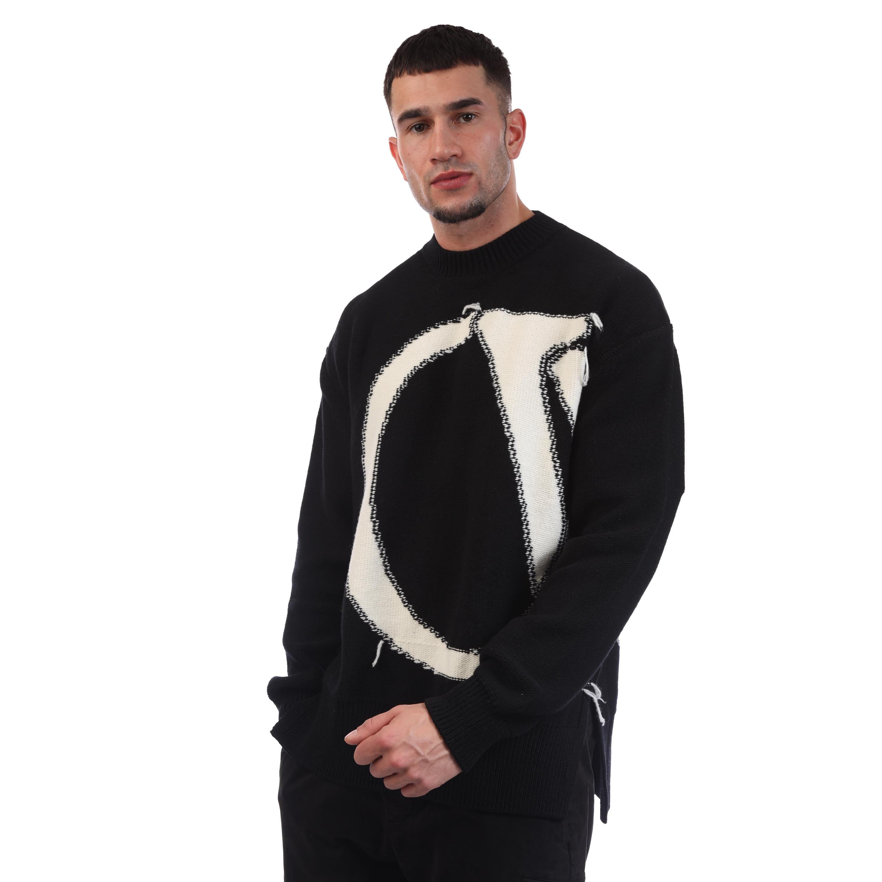 Black Cream - Off White - Maxi Logo Knit Crewneck Sweatshirt - 3