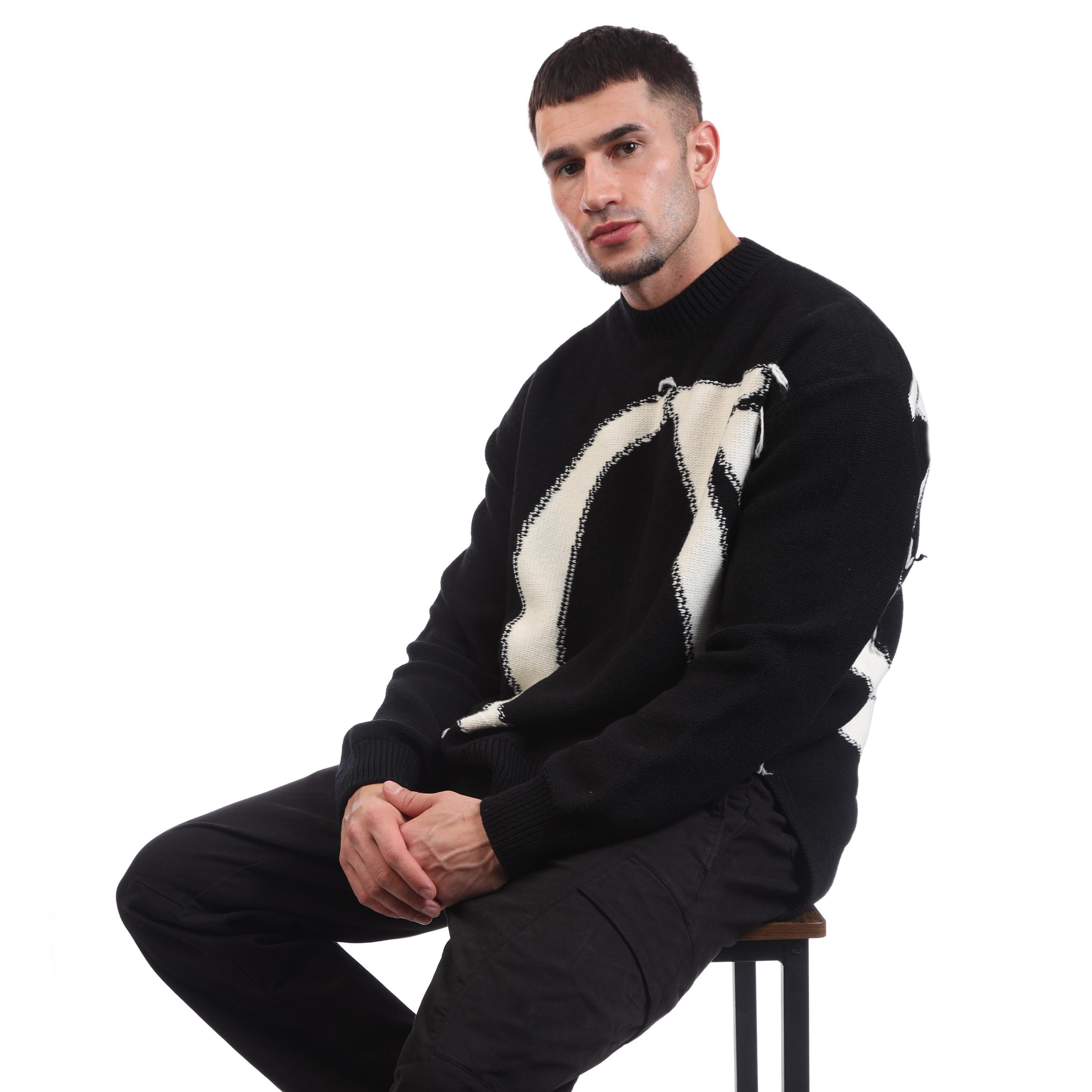 Black Cream - Off White - Maxi Logo Knit Crewneck Sweatshirt - 5