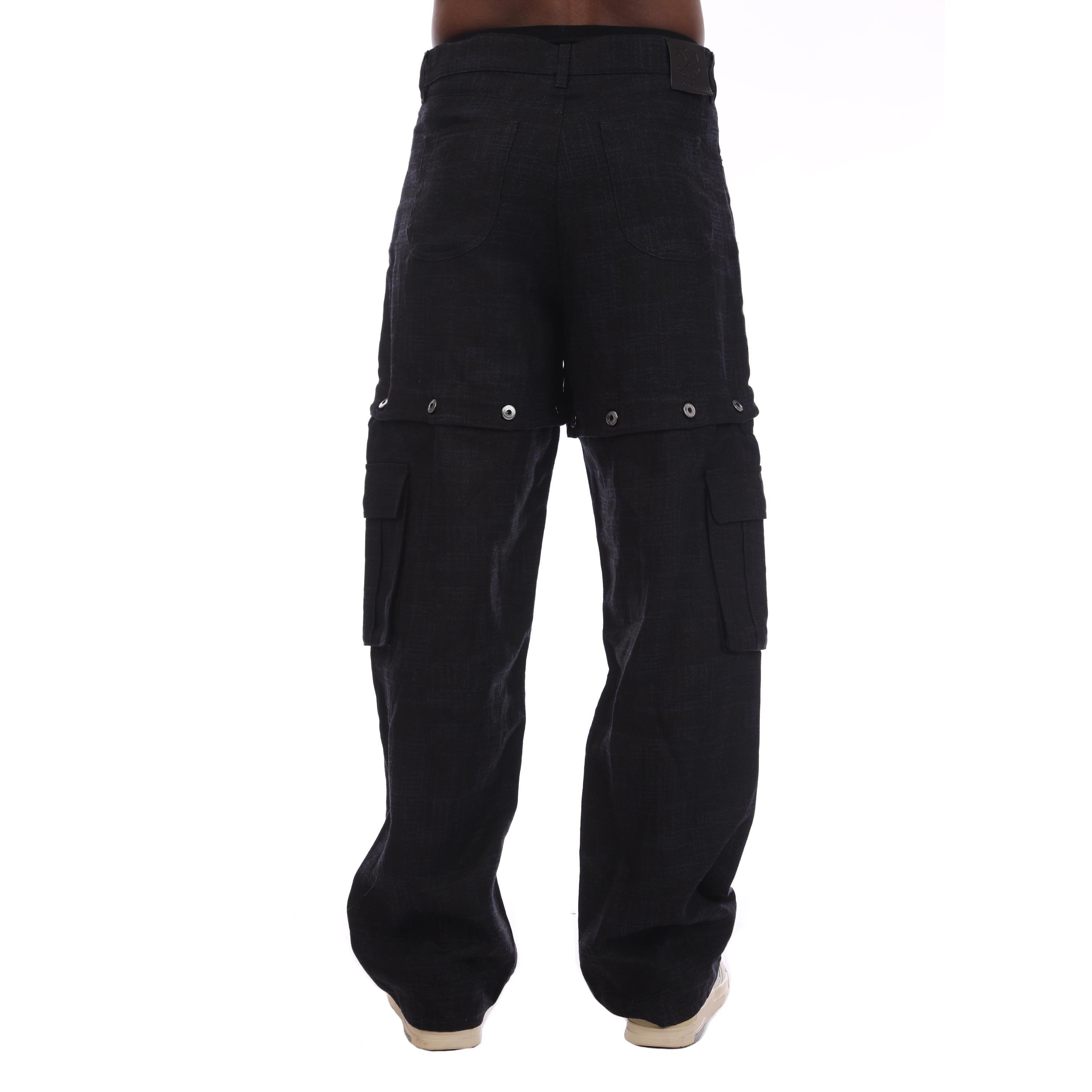 Black - Off White - 90s Logo Linen Cargo Pants - 2