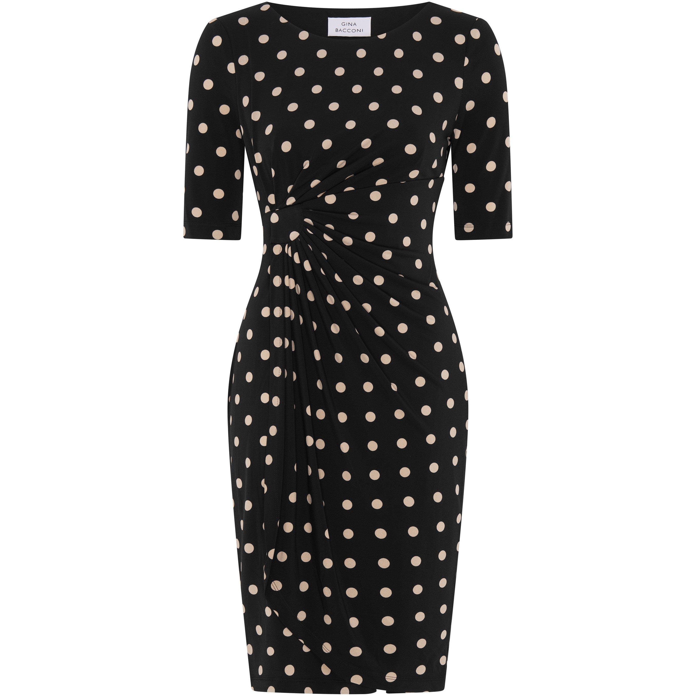 Black / Beige - Gina Bacconi - Harper Jersey Wrap Dress - 1