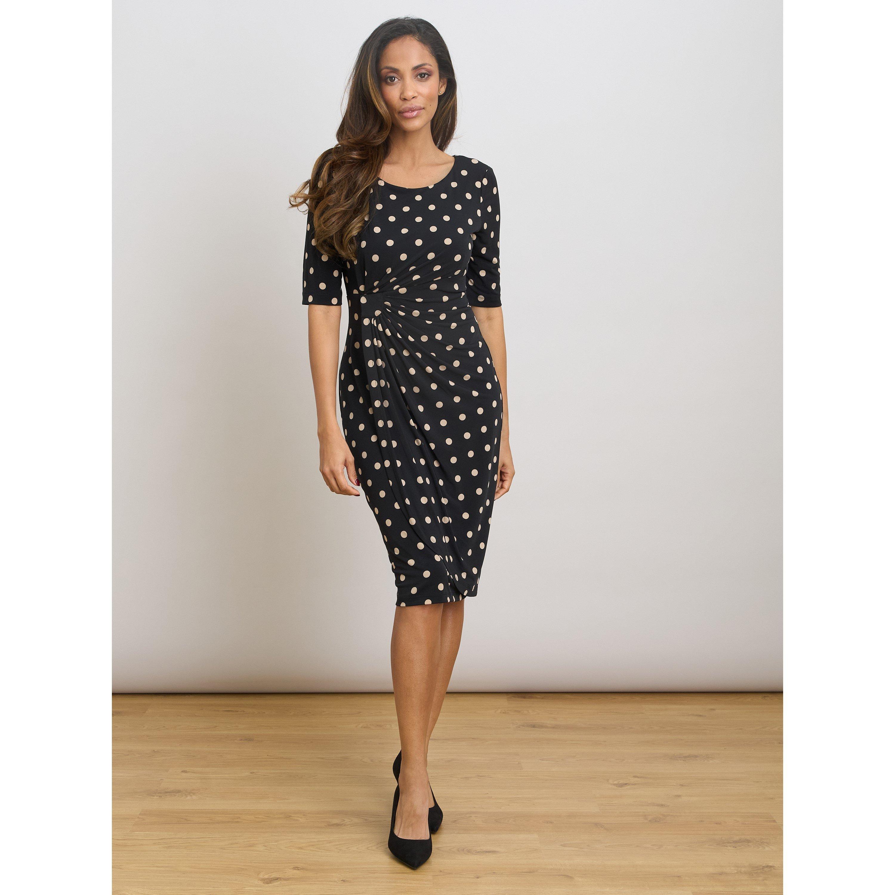 Black / Beige - Gina Bacconi - Harper Jersey Wrap Dress - 4