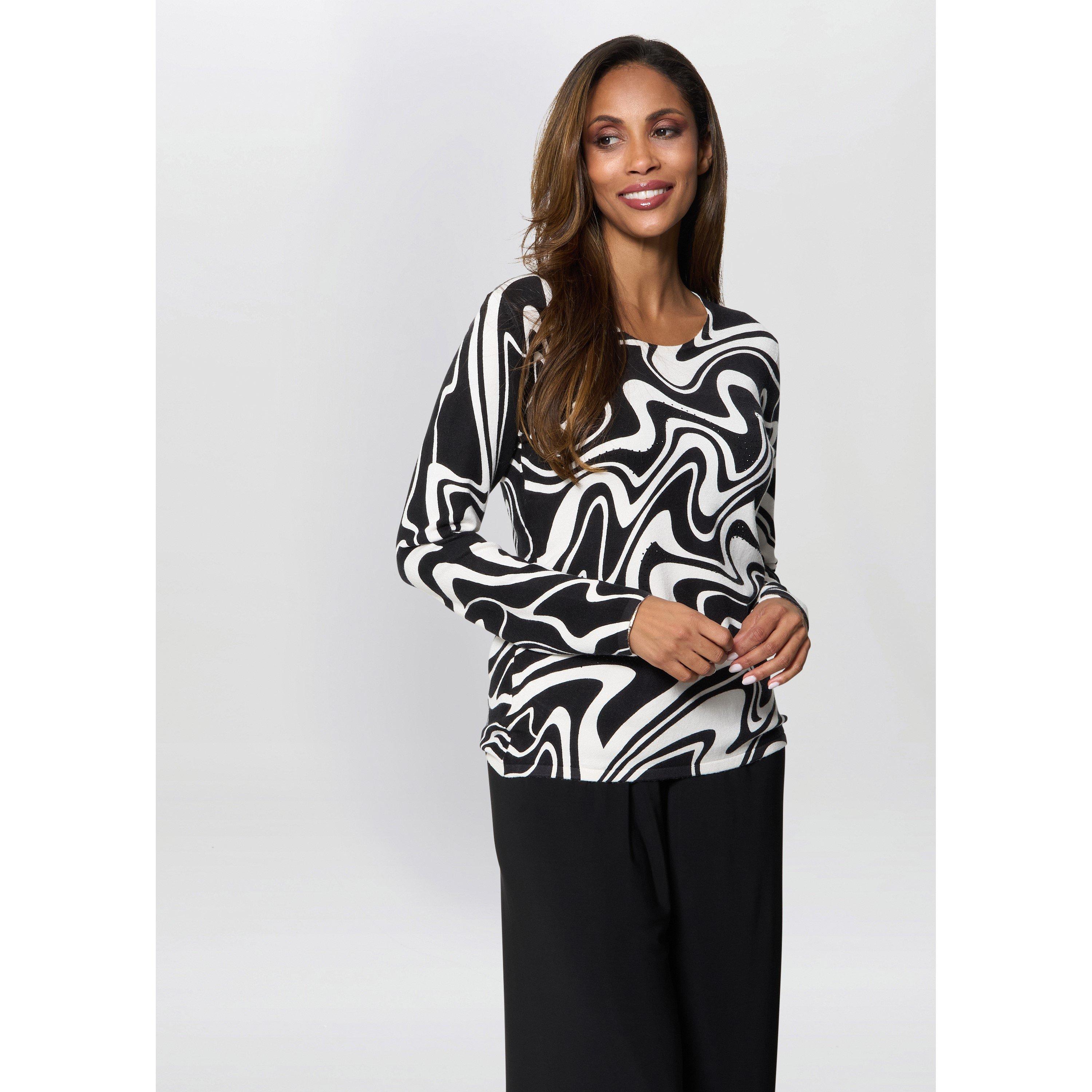 Black / White - Gina Bacconi - Nelia Abstract Print Jumper - 2