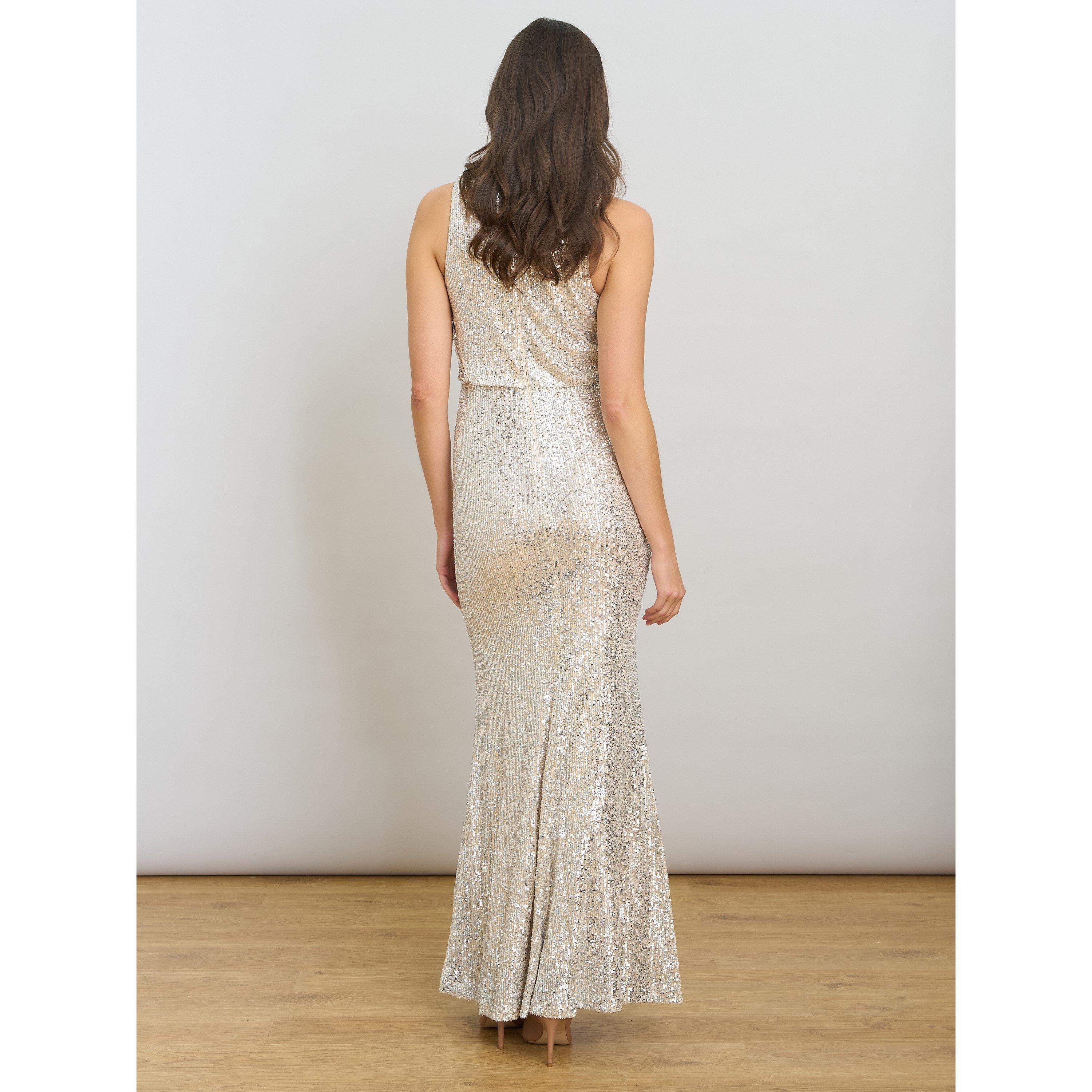 Silver - Gina Bacconi - Terri Sequin Maxi Dress - 3