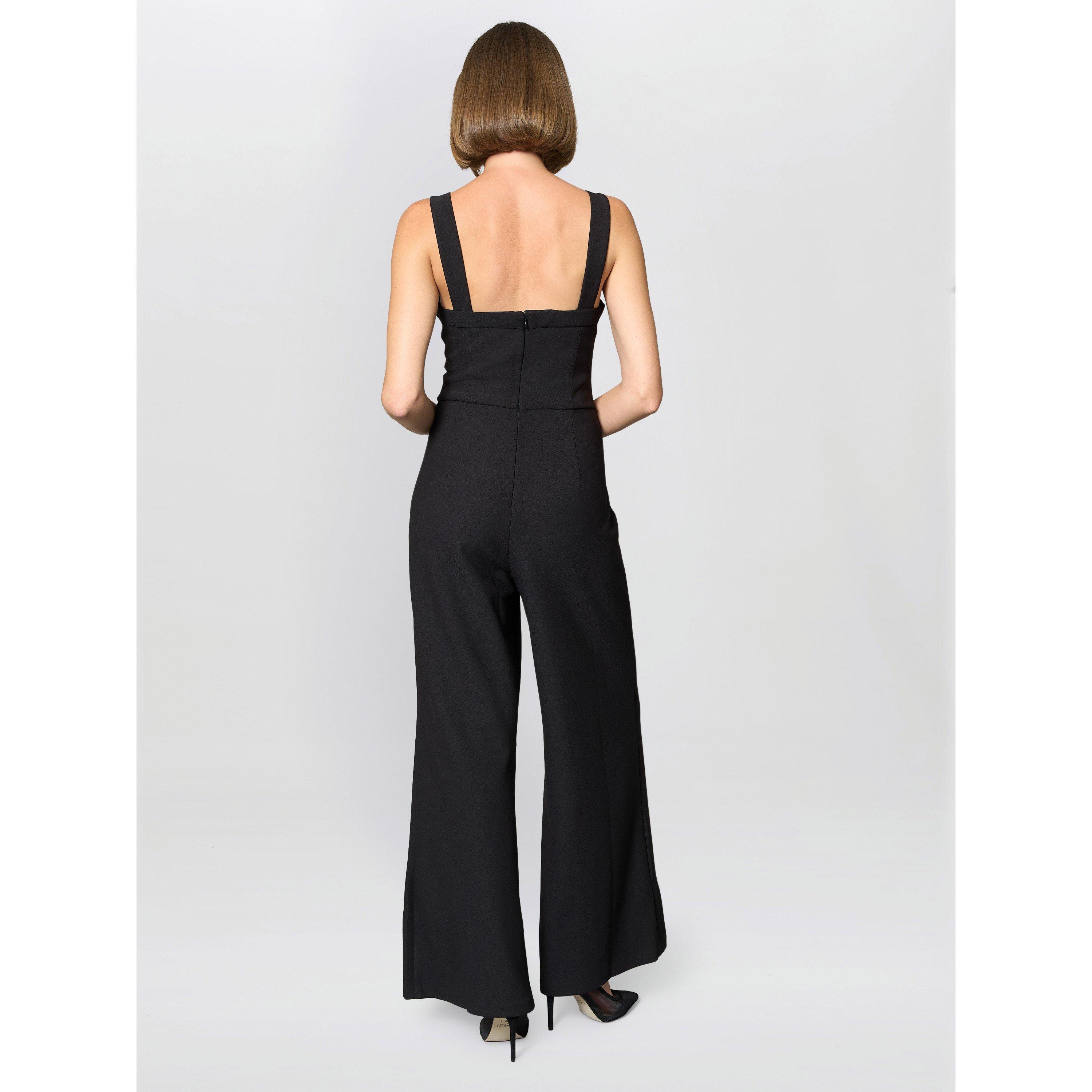 Black - Gina Bacconi - Emy Black Wide-Leg Jumpsuit - 3