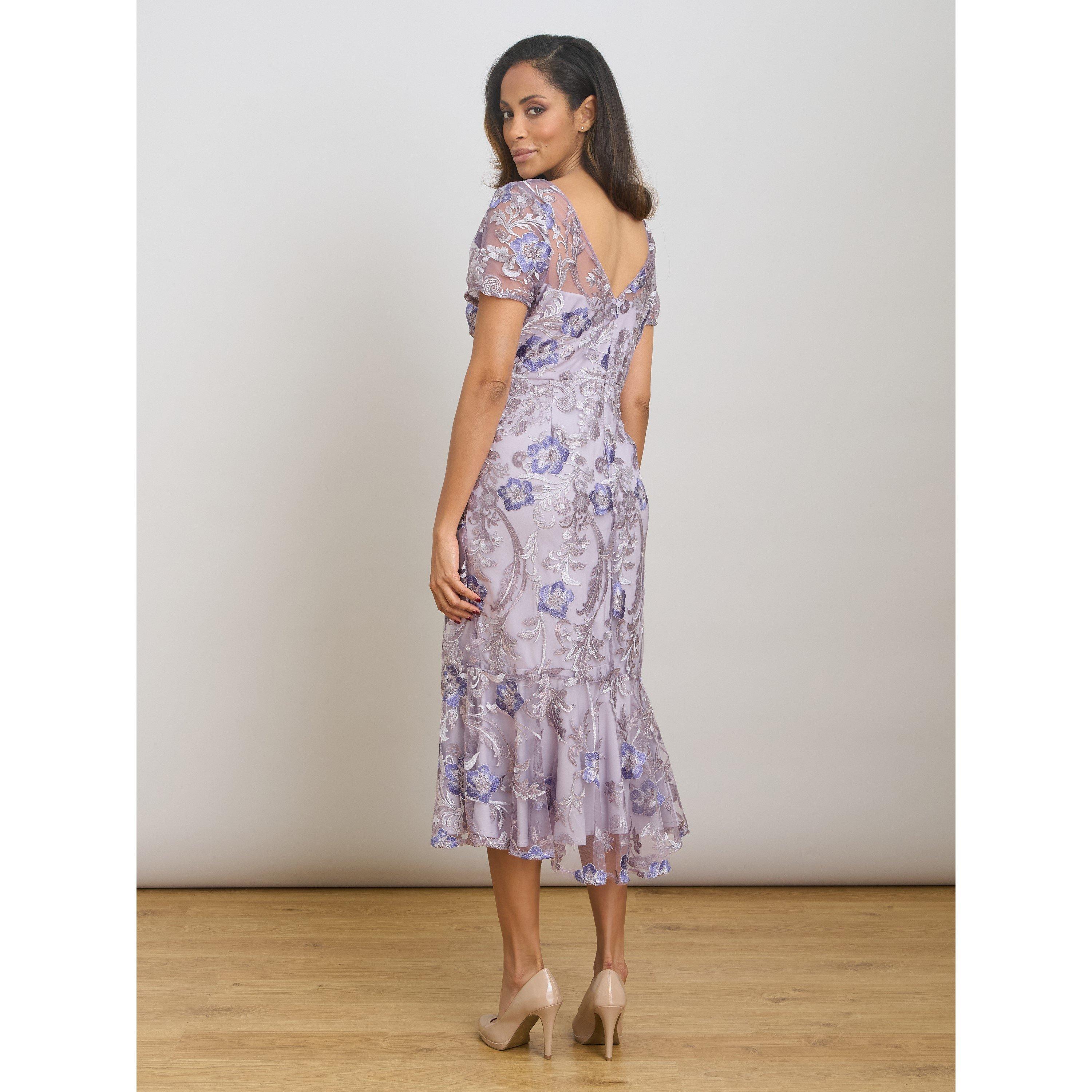 Lavendar - Gina Bacconi - Mildred Lace Midi Dress - 3