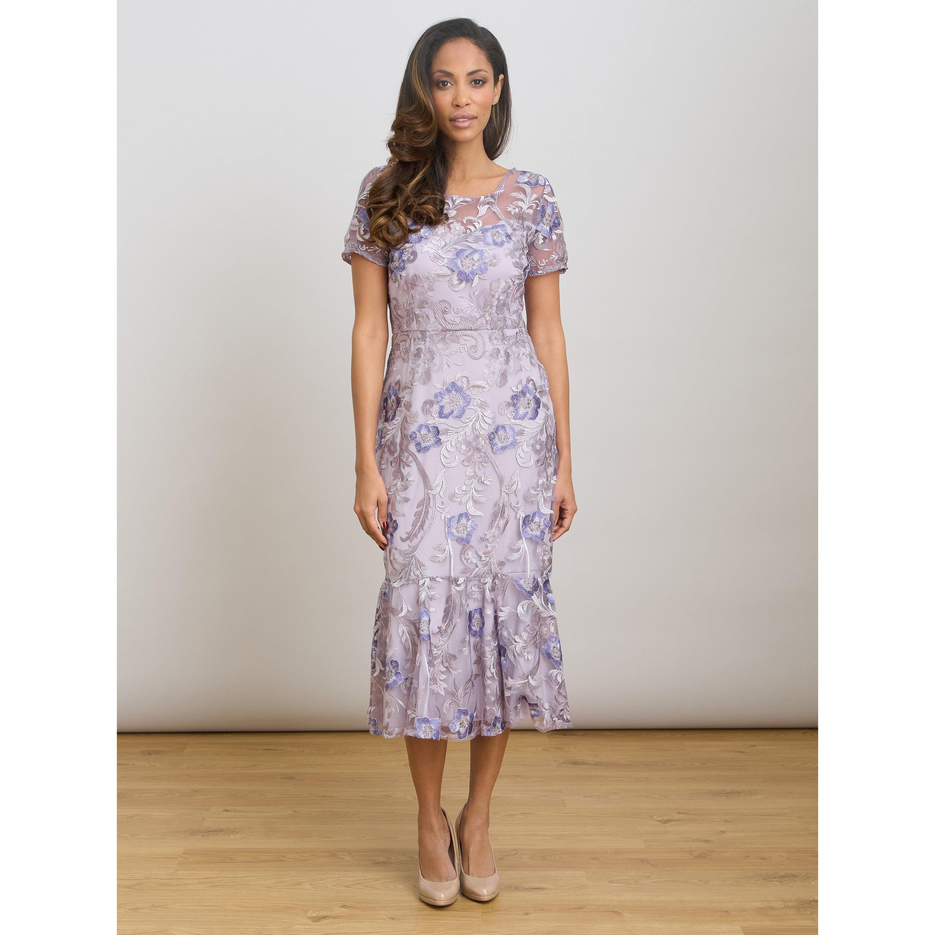 Lavendar - Gina Bacconi - Mildred Lace Midi Dress - 4