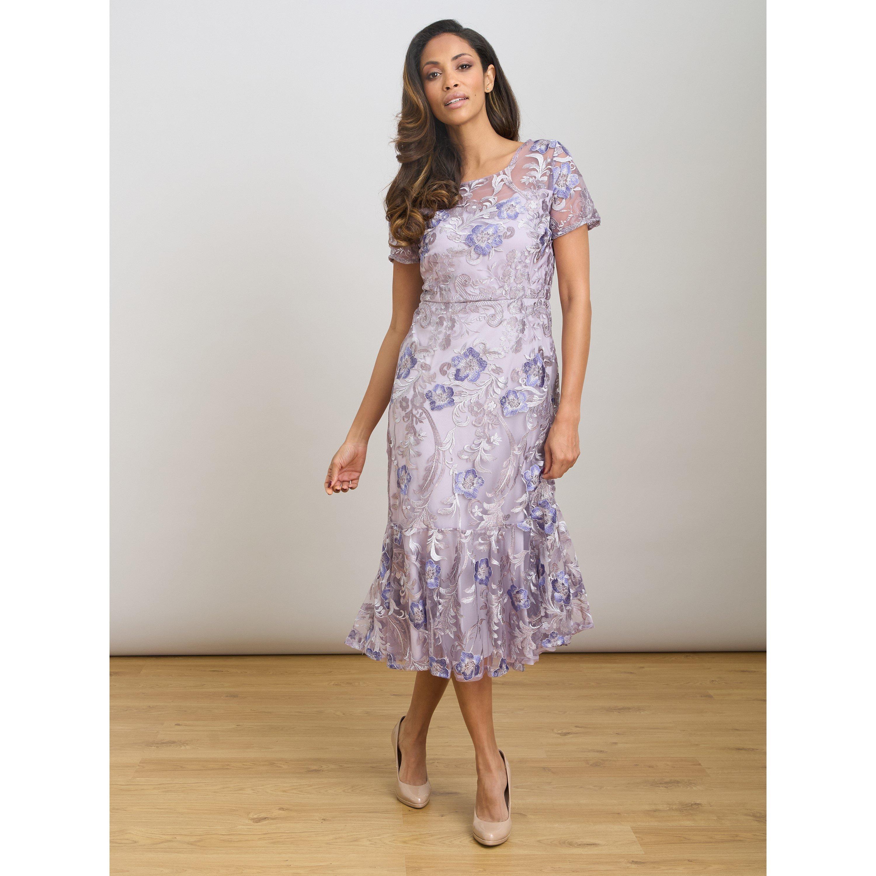 Lavendar - Gina Bacconi - Mildred Lace Midi Dress - 6