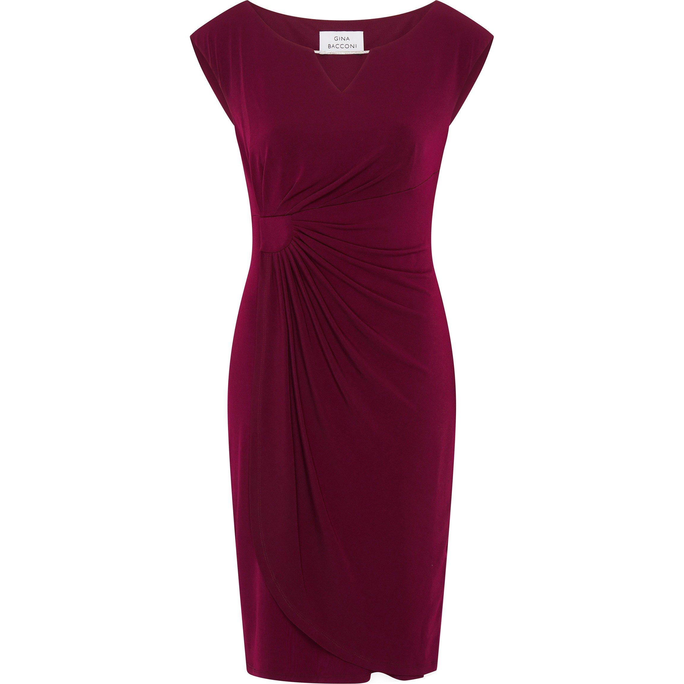Burgundy - Gina Bacconi - Helen Wrap Dress - 1