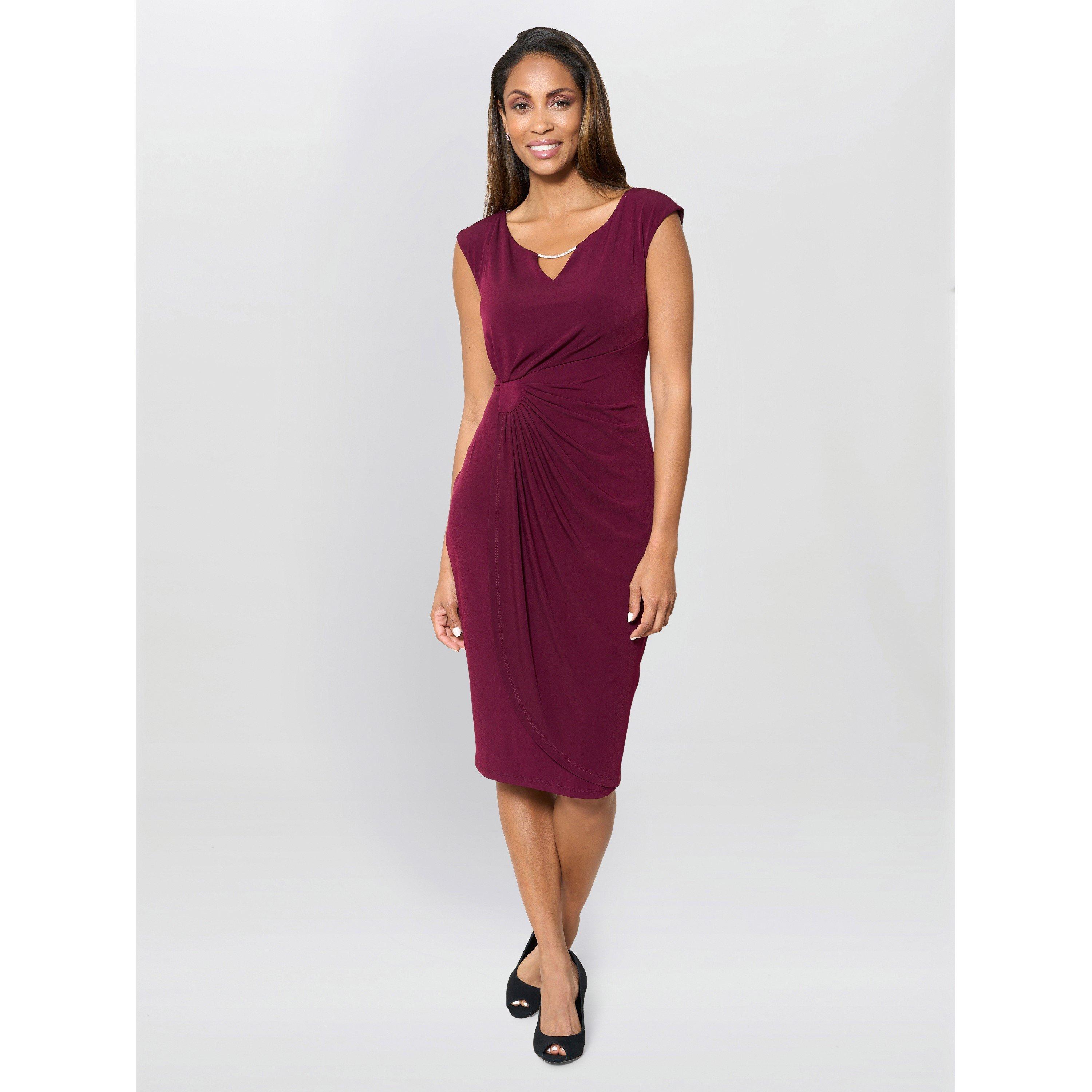 Burgundy - Gina Bacconi - Helen Wrap Dress - 4