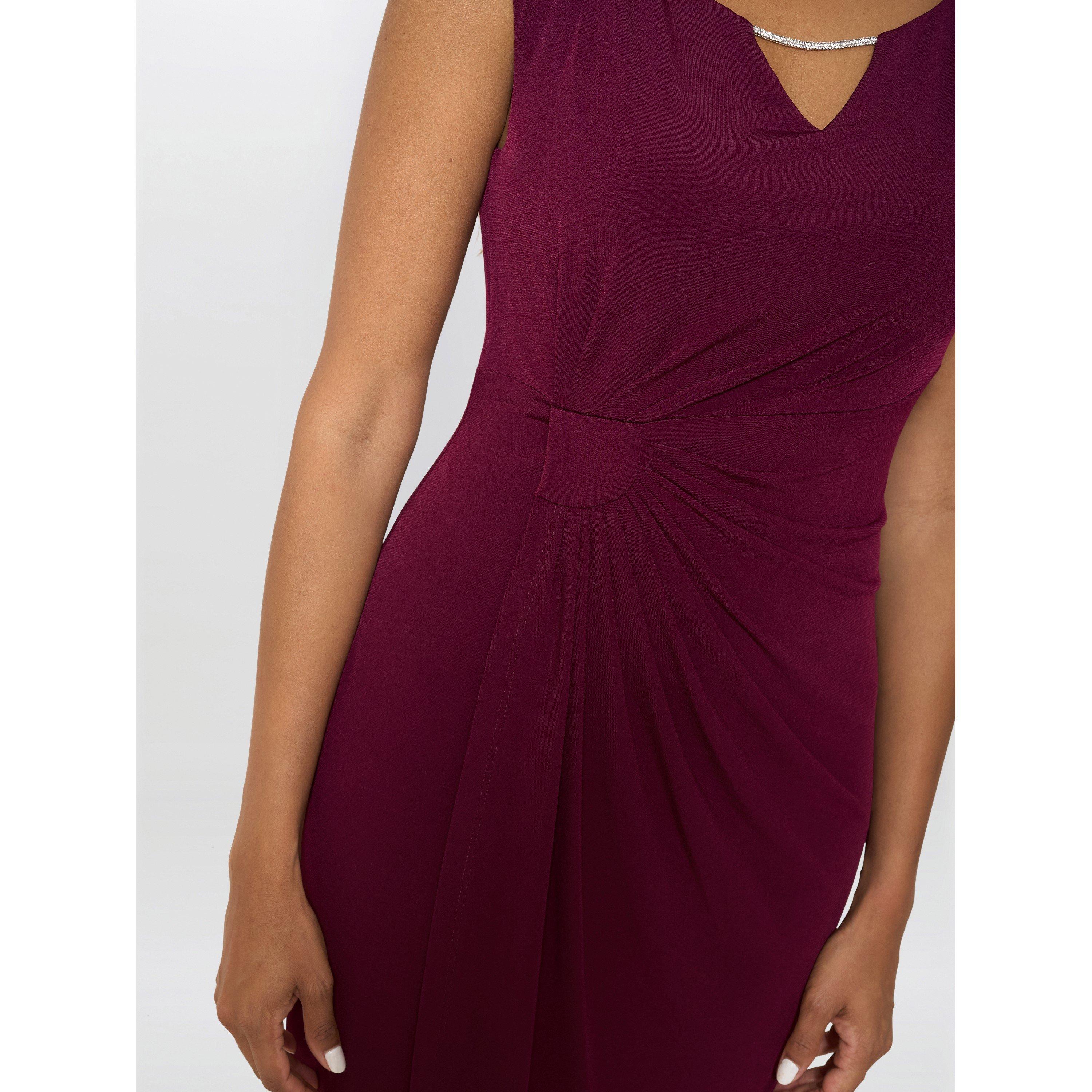 Burgundy - Gina Bacconi - Helen Wrap Dress - 5