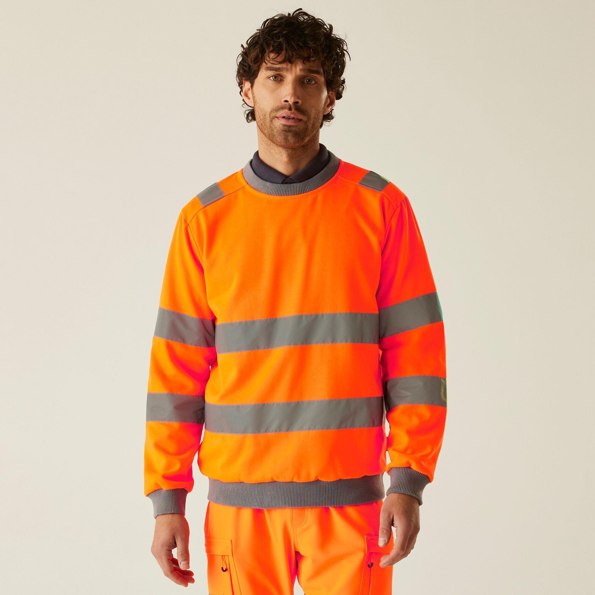 Orange - Regatta - Mens Hi-Vis Pro Contract Crew Neck Sweatshirt - 1