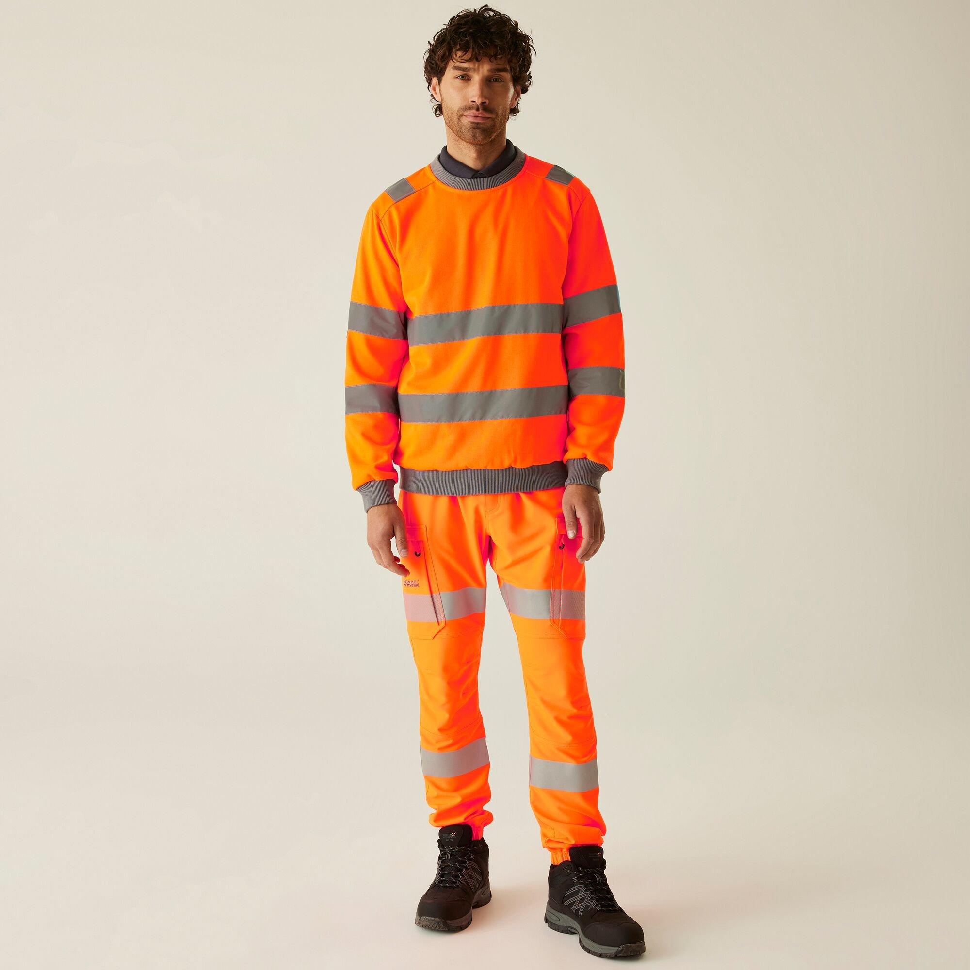 Orange - Regatta - Mens Hi-Vis Pro Contract Crew Neck Sweatshirt - 3