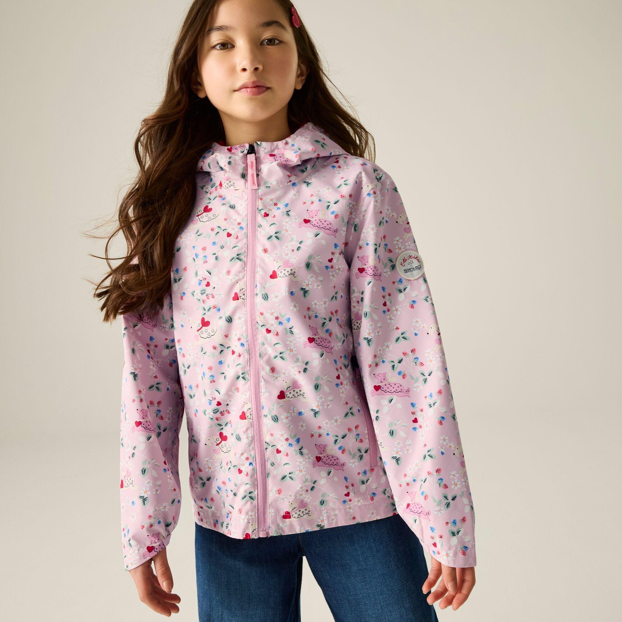 Regatta Girls Kids Cath Kidston Lightweight Waterproof Shell Jac - Pink Puppy Flor - 7-8 Years