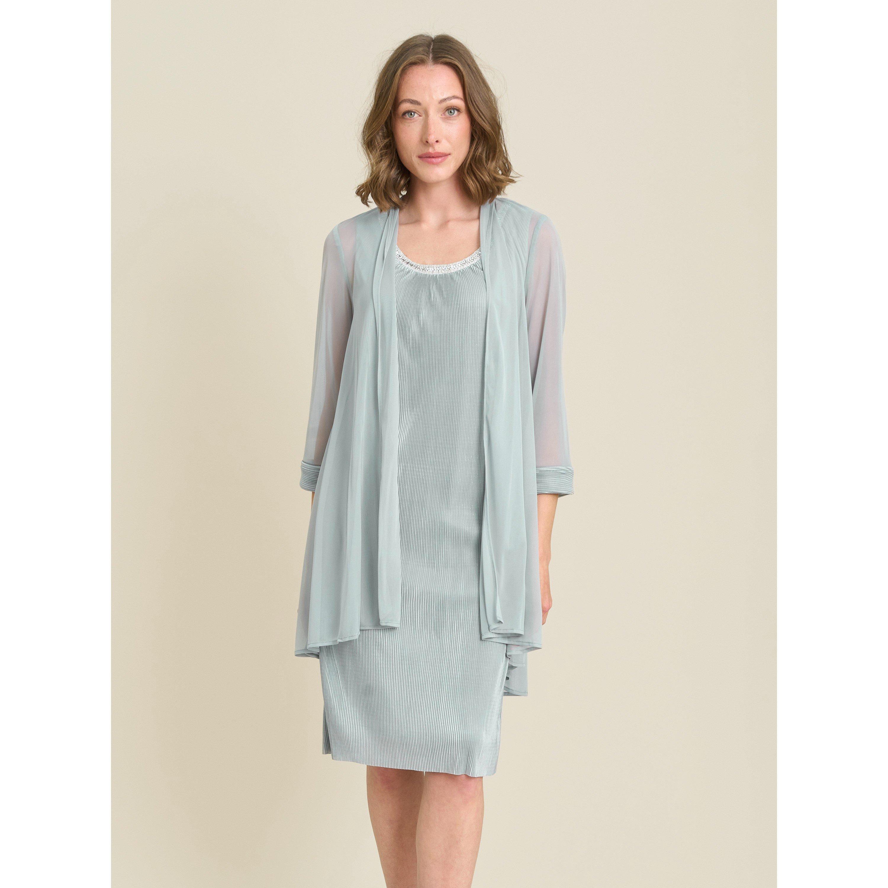Sage - Gina Bacconi - Sue-Ann Pleated Dress And Chiffon Jacket - 1