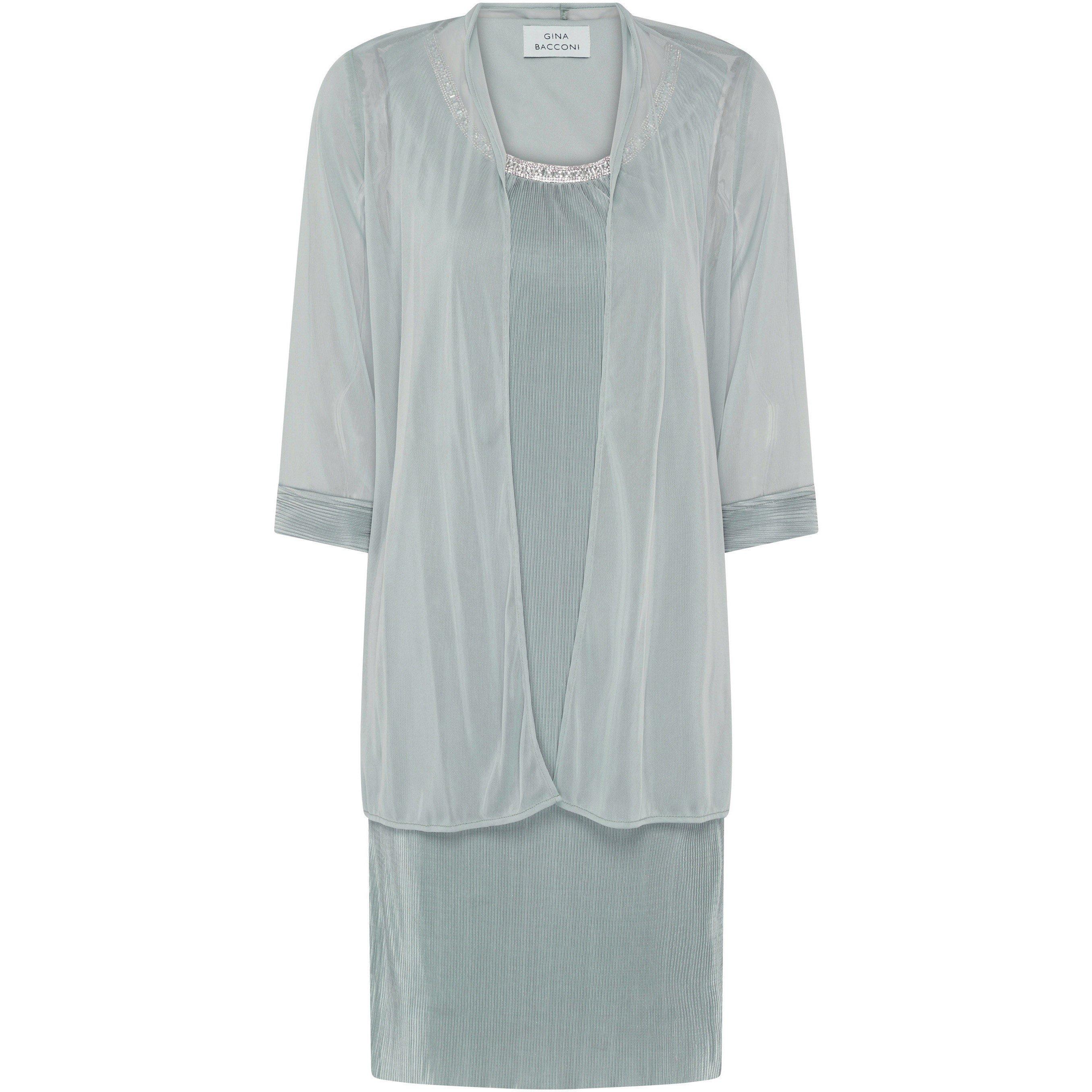 Sage - Gina Bacconi - Sue-Ann Pleated Dress And Chiffon Jacket - 4