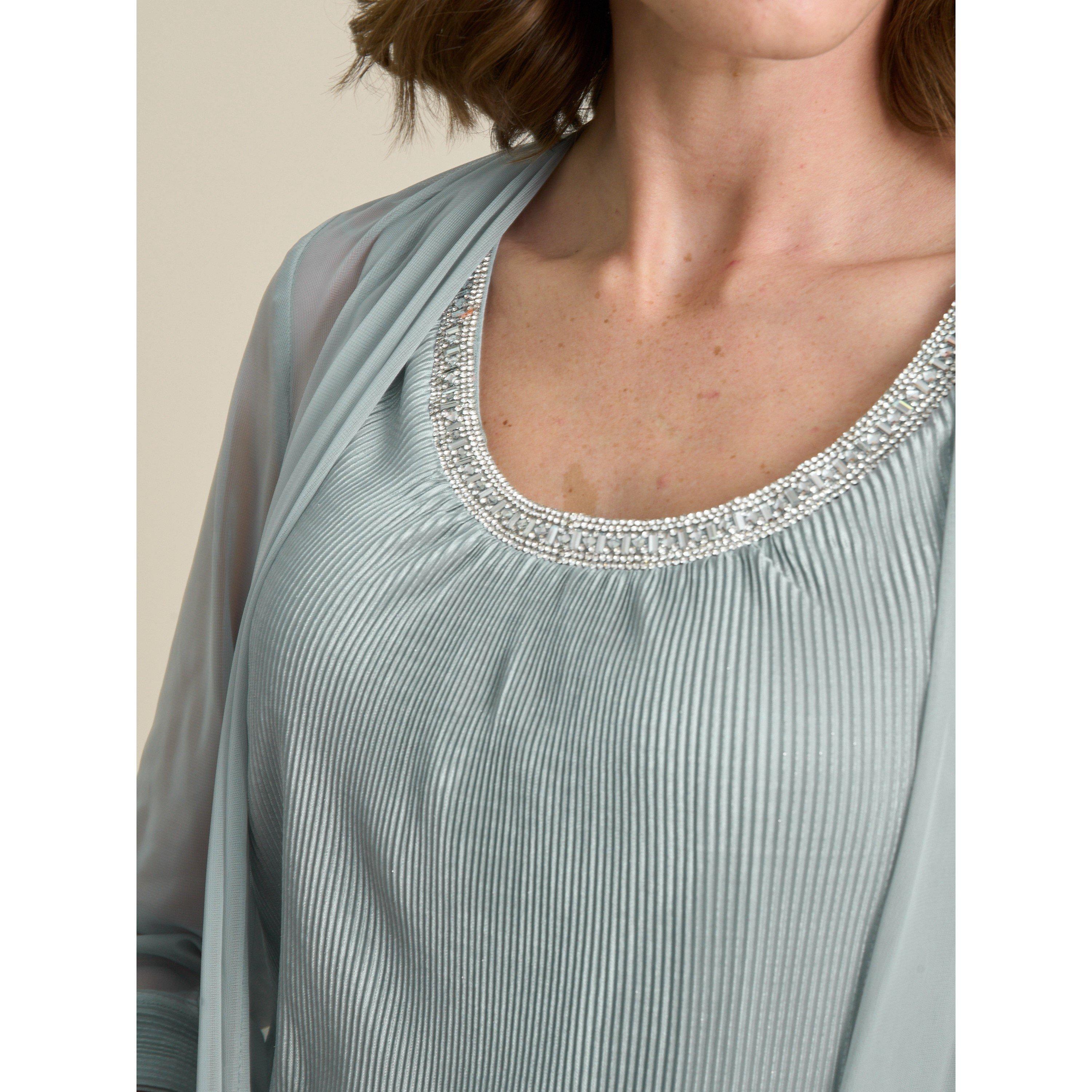 Sage - Gina Bacconi - Sue-Ann Pleated Dress And Chiffon Jacket - 5