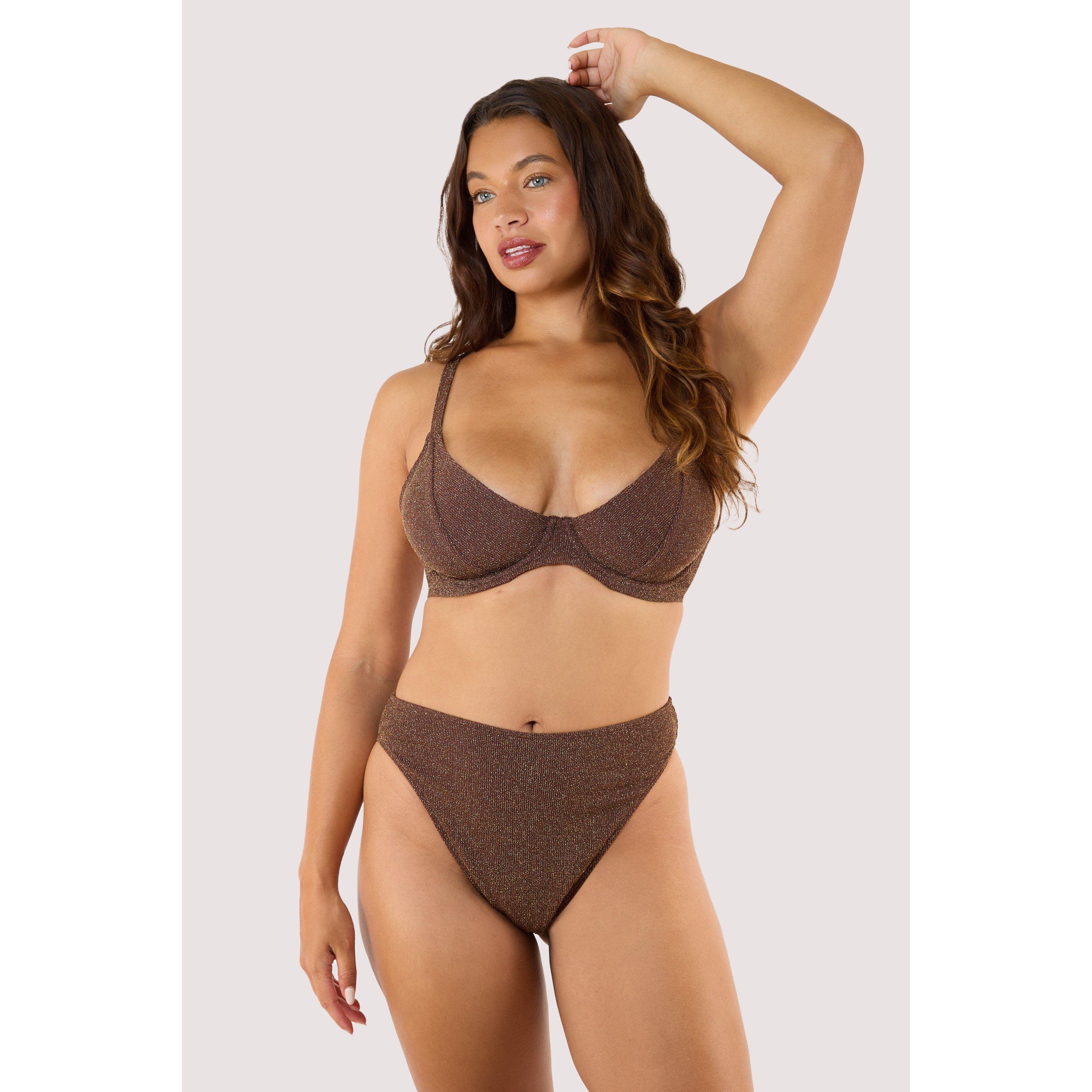 Bronze - Wolf and Whistle - Amber Bronze High Waist Leg Bikini Bottom - 3