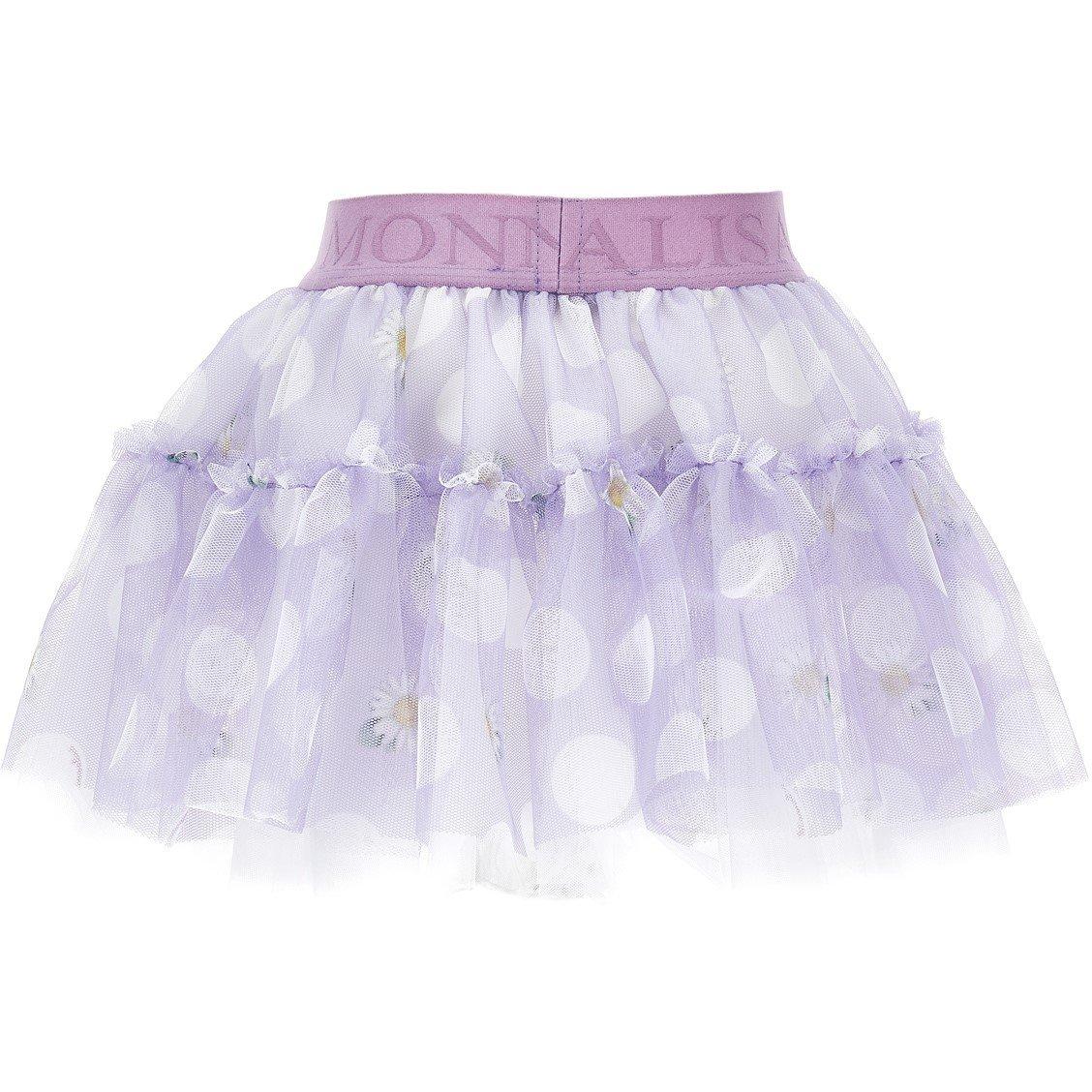 Wisteria 0065 - Monnalisa - Tulle Skirt With Polka Dots And Daisies Junior - 2