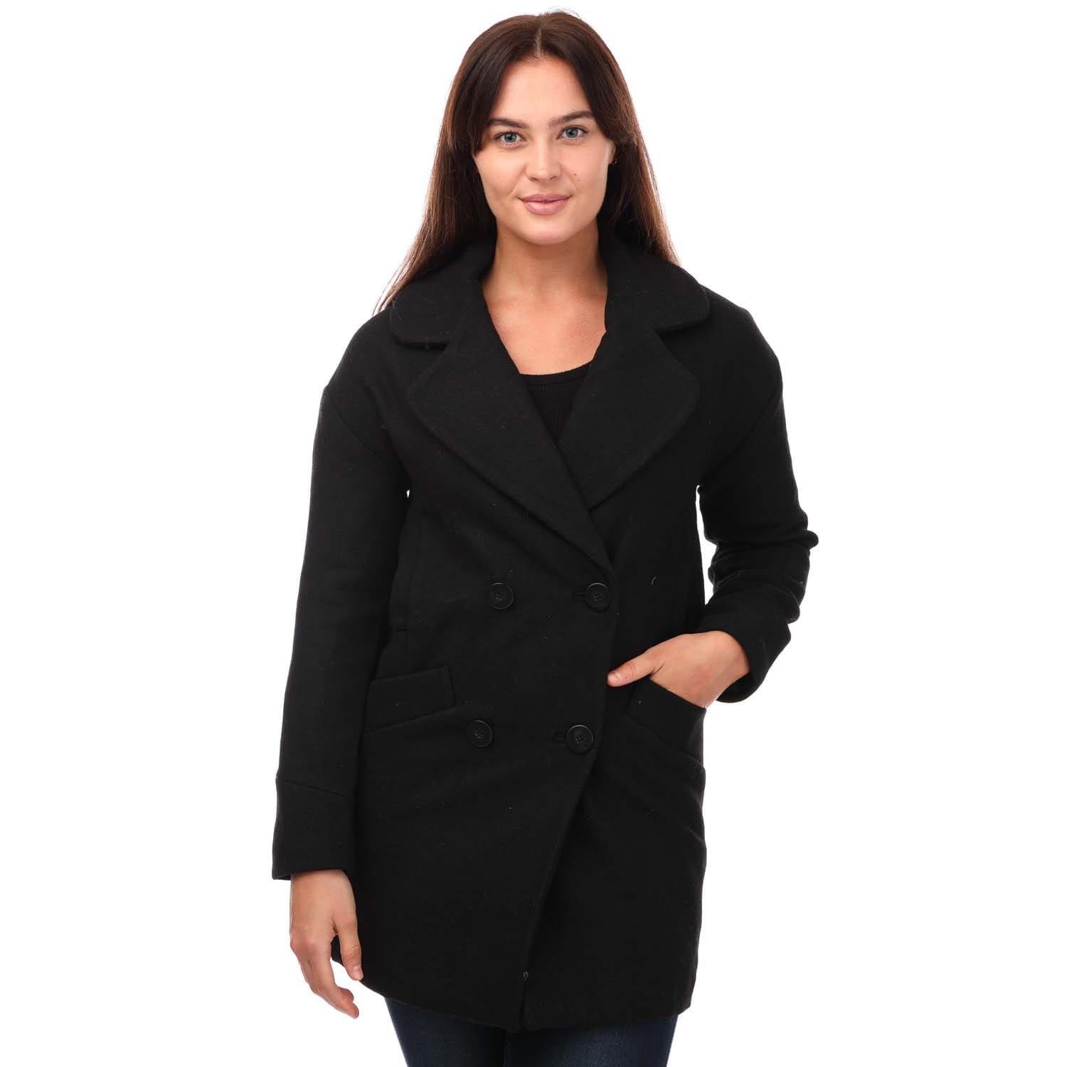 Black - Elle - Wool Reefer Jacket - 1