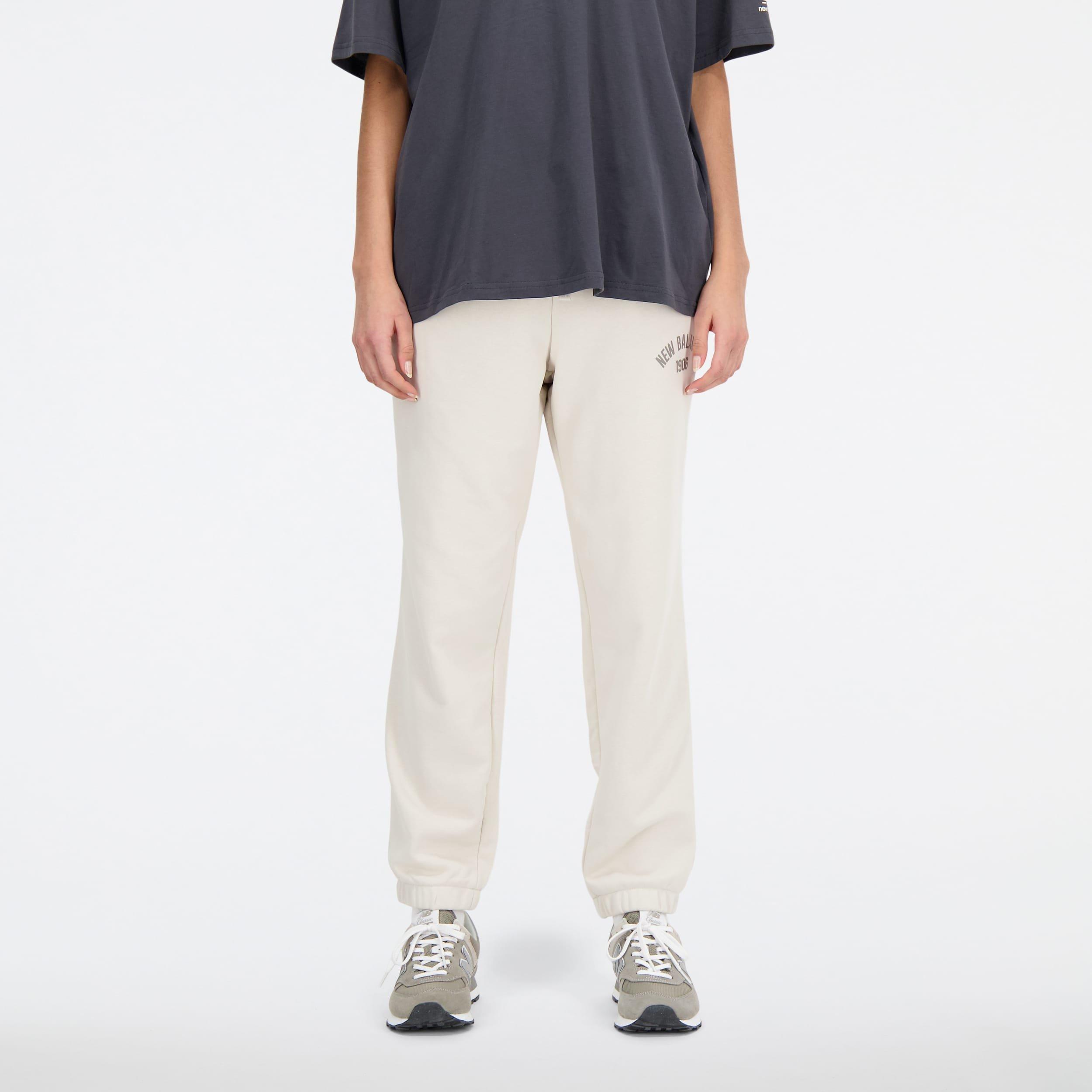 White - New Balance - Essentials Varsity Fleece Pants - 1