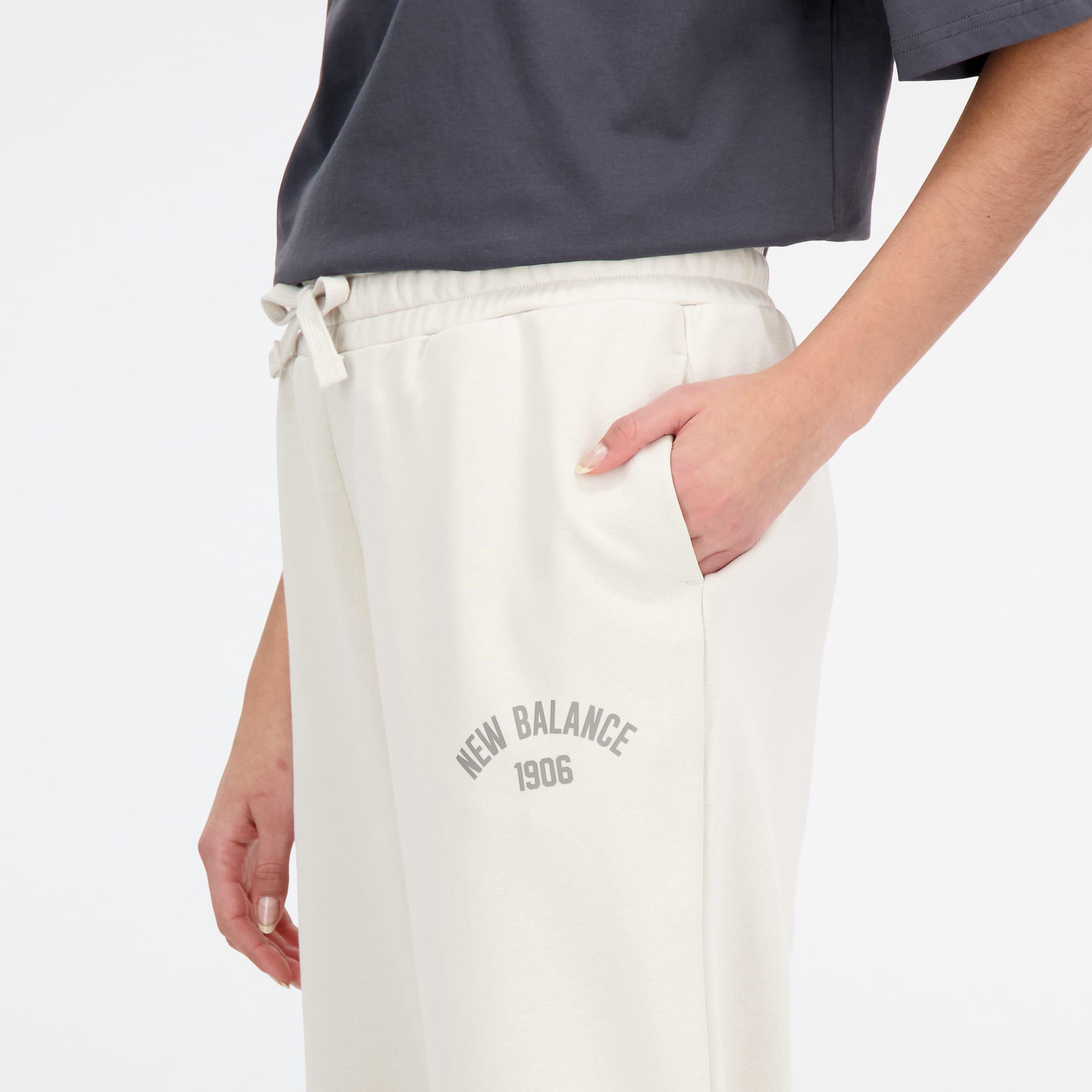 White - New Balance - Essentials Varsity Fleece Pants - 4