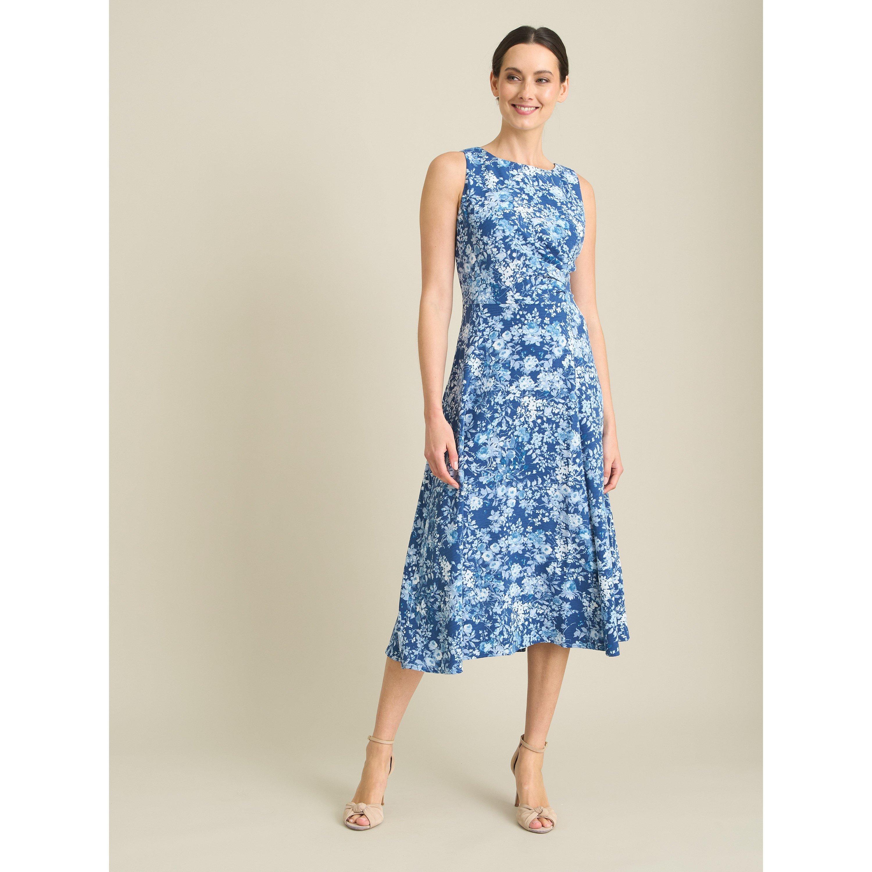 Navy - Gina Bacconi - Odelia Floral Print Midi Dress - 1