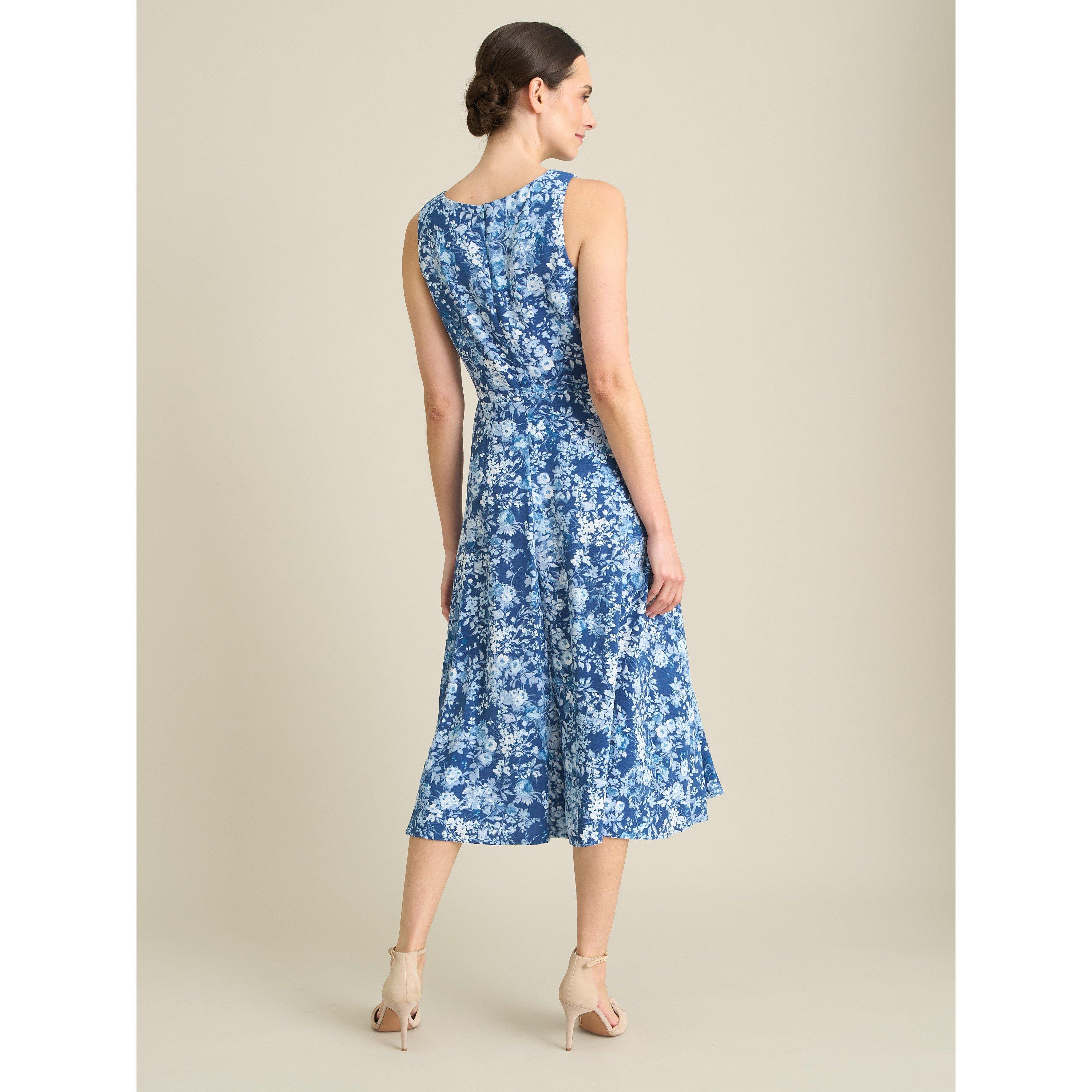 Navy - Gina Bacconi - Odelia Floral Print Midi Dress - 2