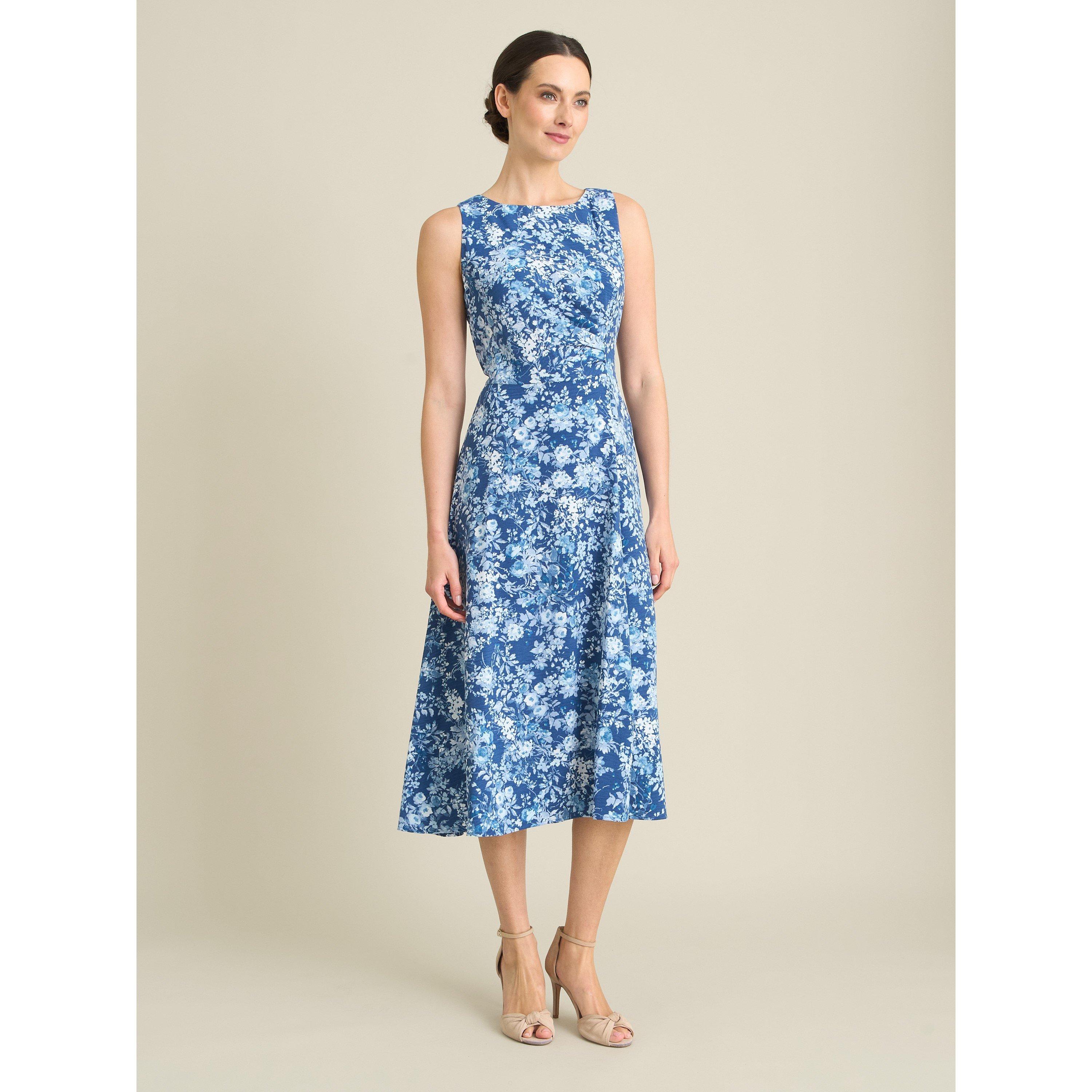 Navy - Gina Bacconi - Odelia Floral Print Midi Dress - 3