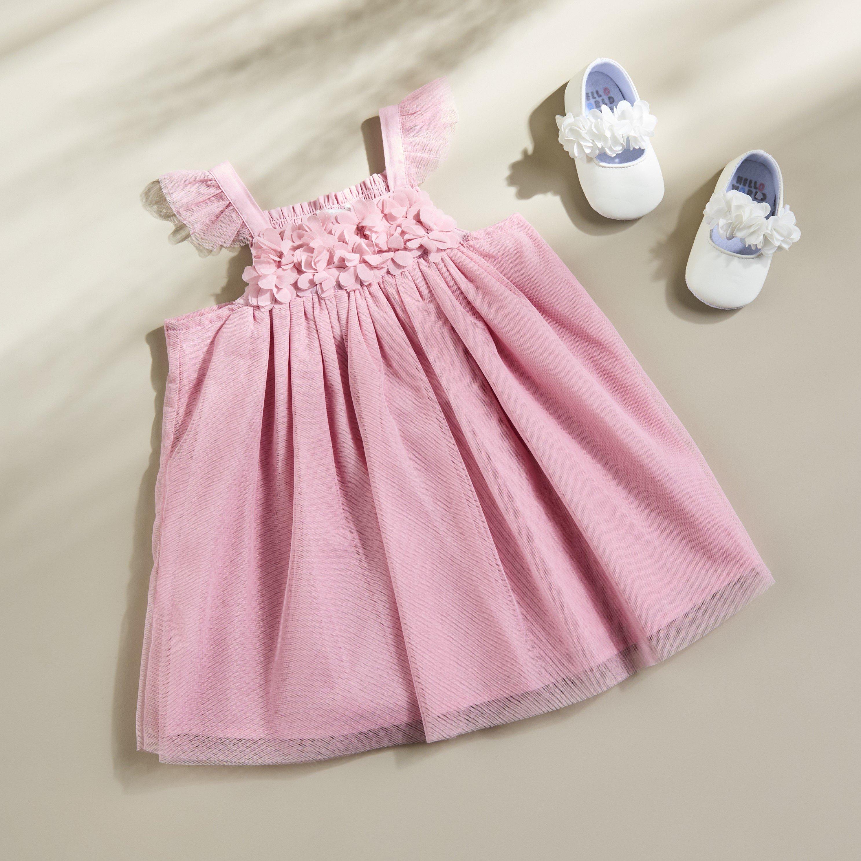 BLUSH PINK - Hello World - Kids' Sequin Strappy Square Neck Mini Dress - 1