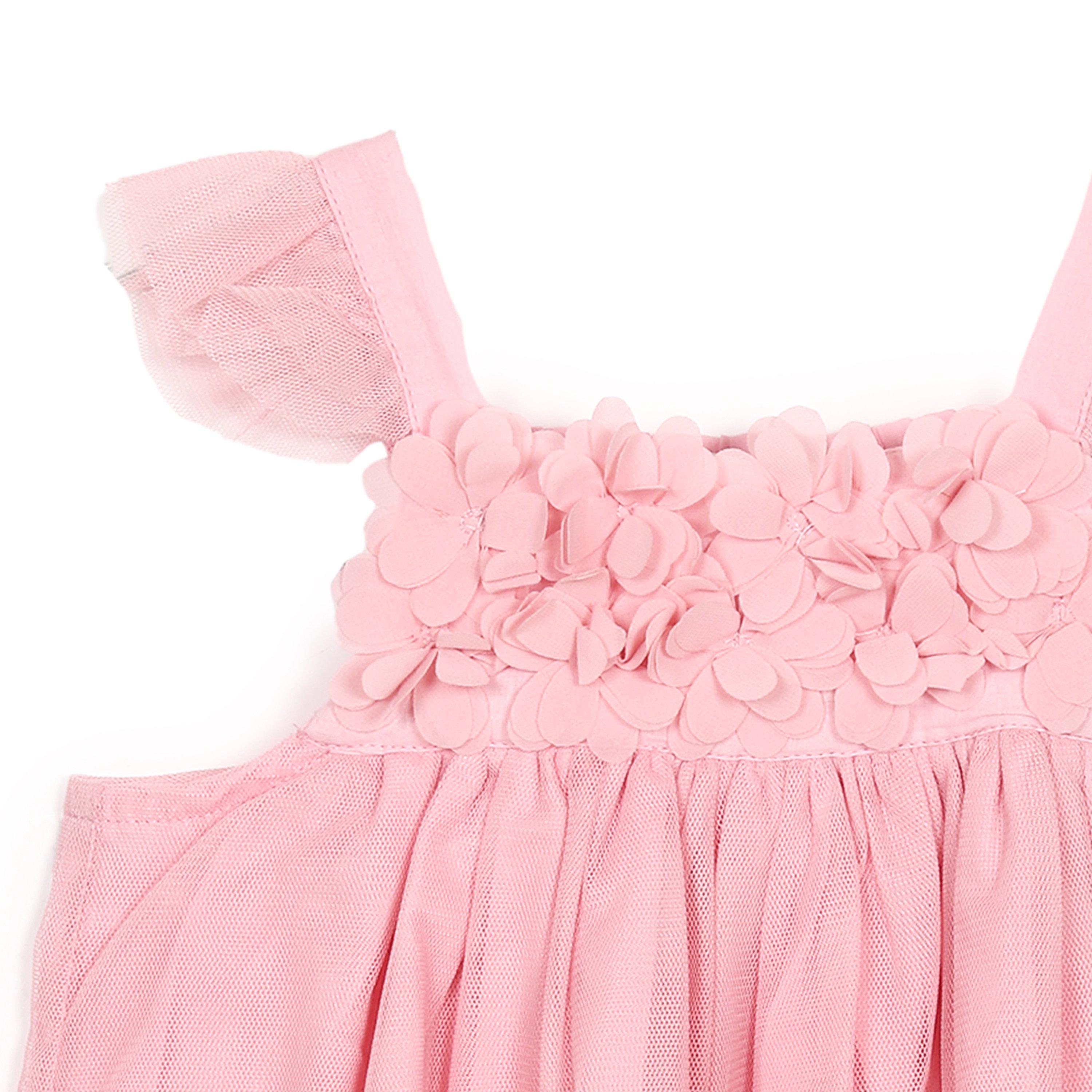 BLUSH PINK - Hello World - Kids' Sequin Strappy Square Neck Mini Dress - 3