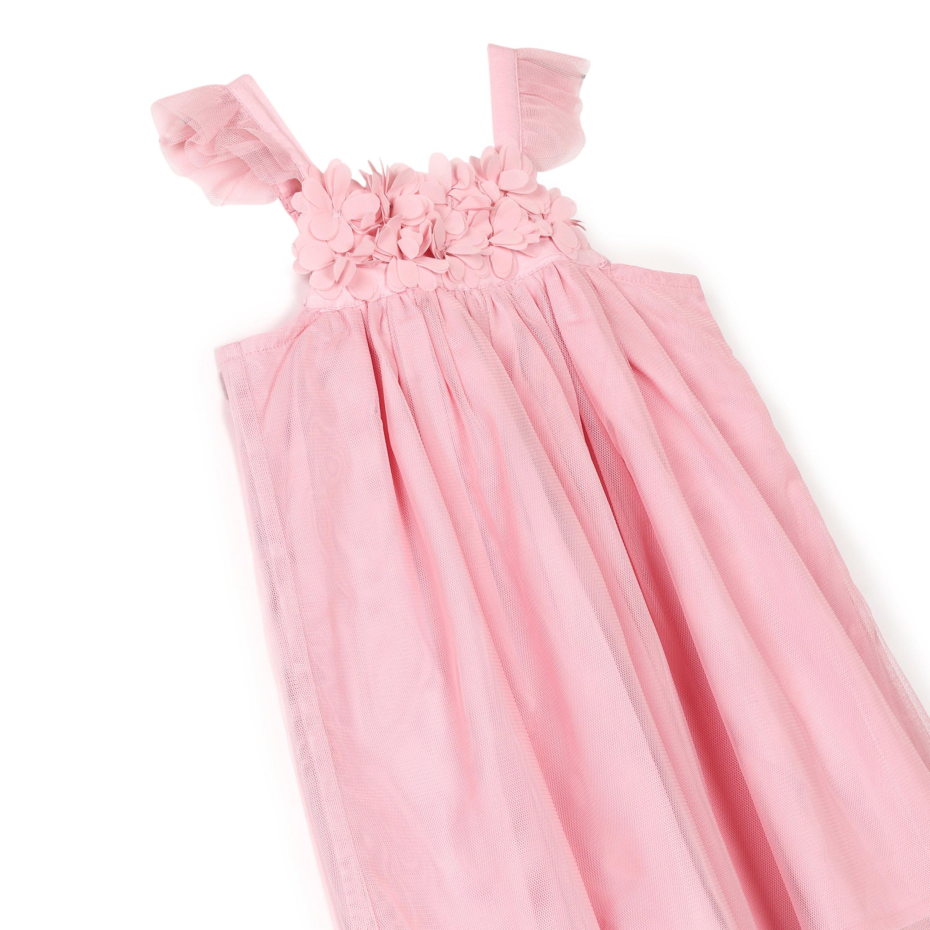 BLUSH PINK - Hello World - Kids' Sequin Strappy Square Neck Mini Dress - 4