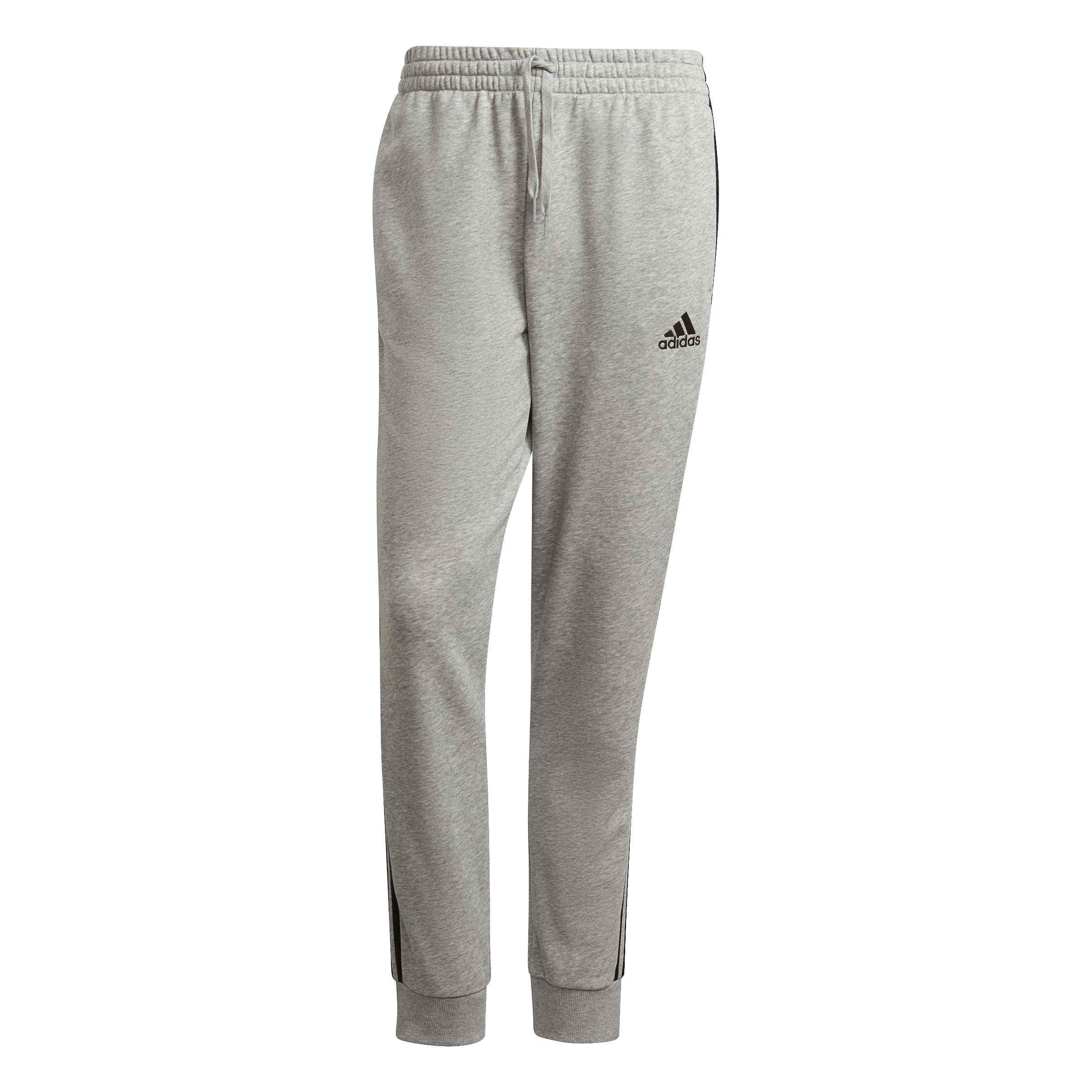 Grey Heather - adidas - Essentials Tapered Cuff 3-Stripes Joggers - 1