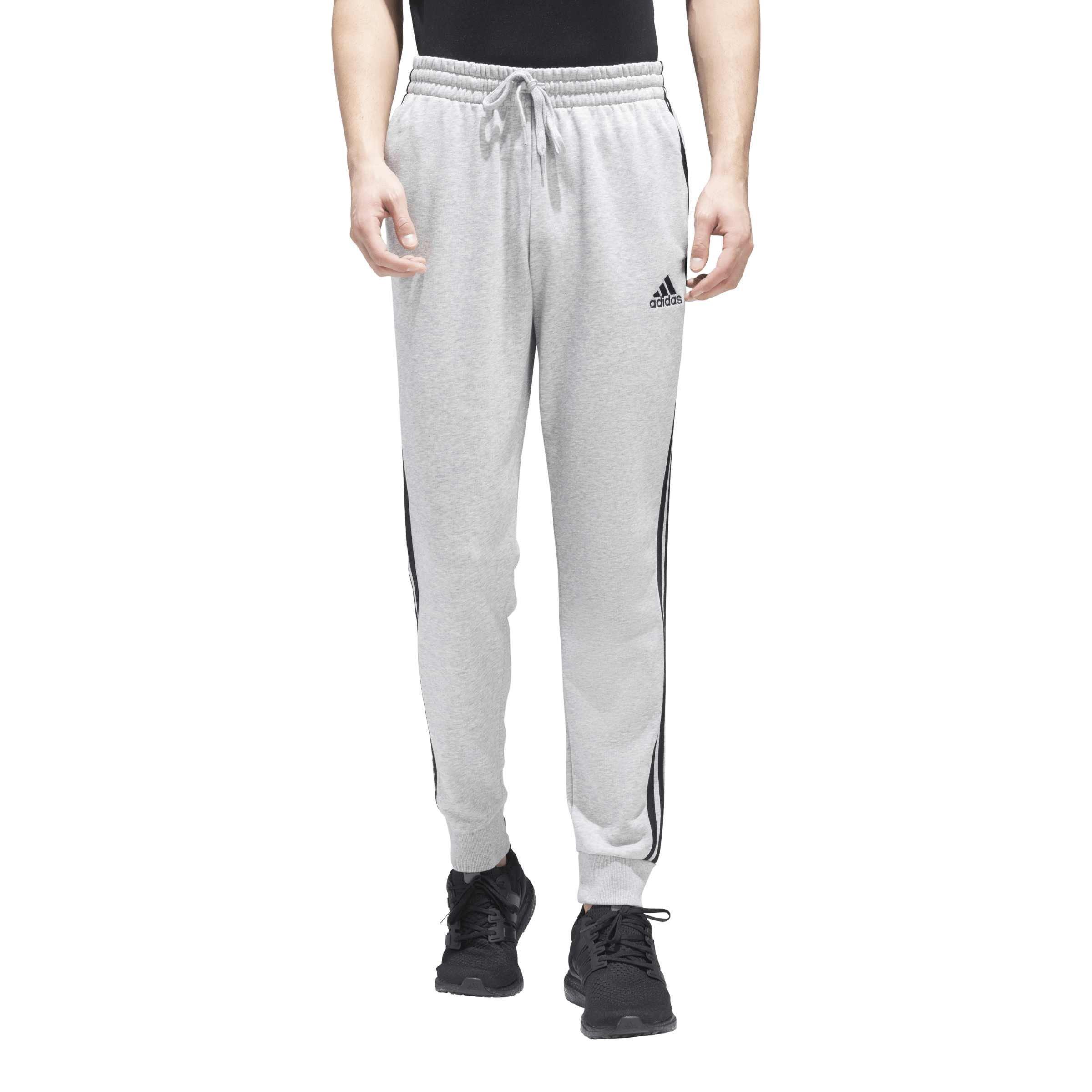 Grey Heather - adidas - Essentials Tapered Cuff 3-Stripes Joggers - 2