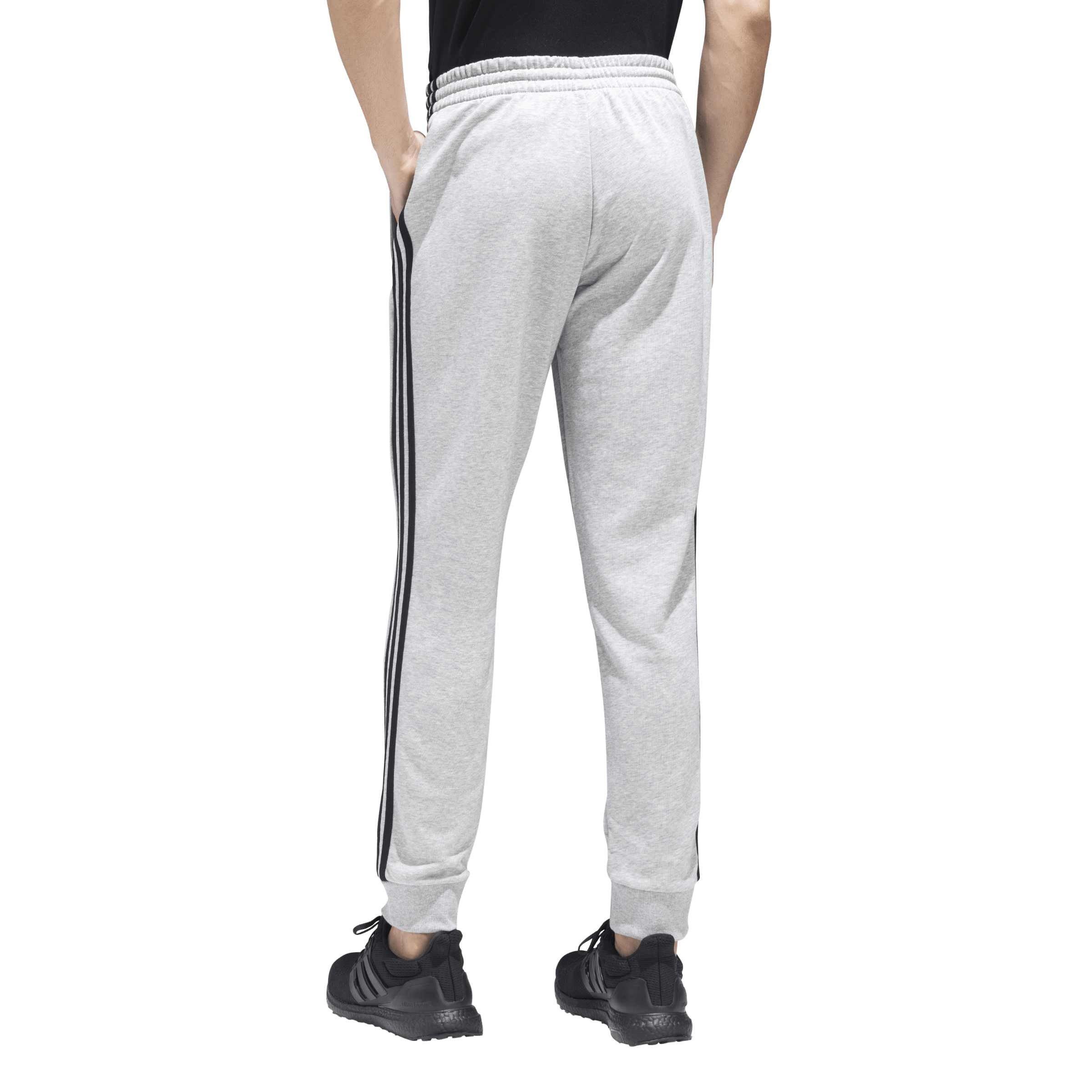 Grey Heather - adidas - Essentials Tapered Cuff 3-Stripes Joggers - 3