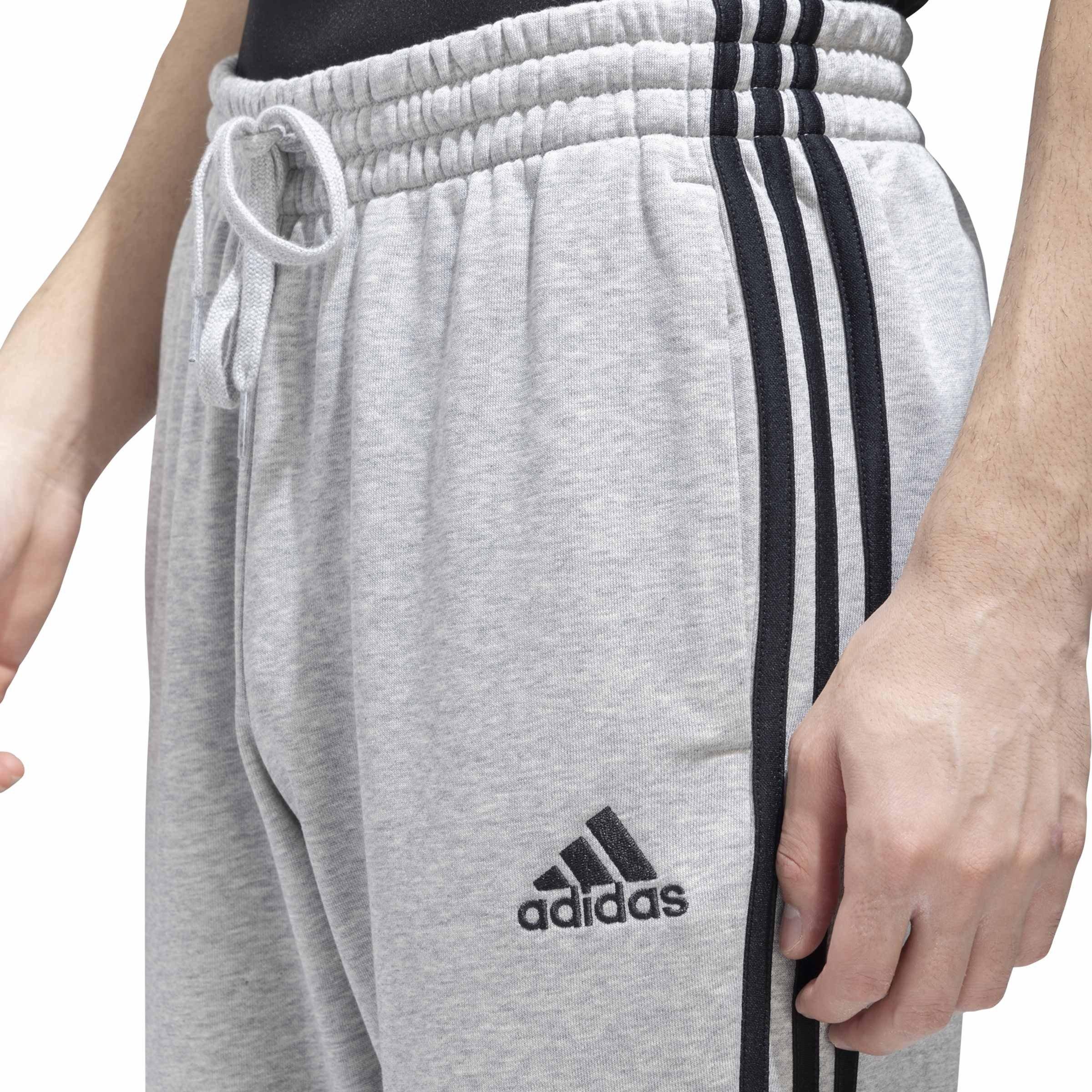 Grey Heather - adidas - Essentials Tapered Cuff 3-Stripes Joggers - 4