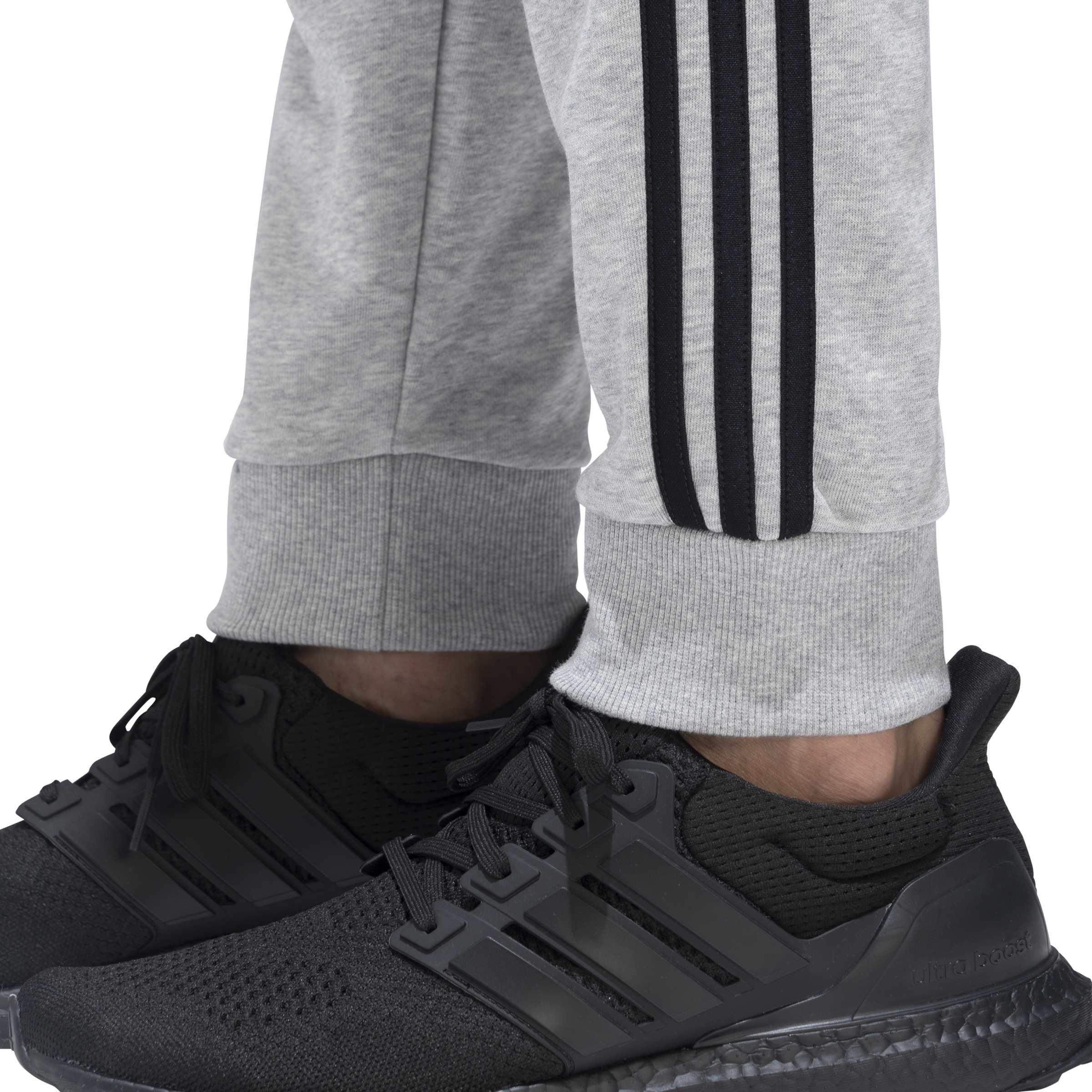 Grey Heather - adidas - Essentials Tapered Cuff 3-Stripes Joggers - 5