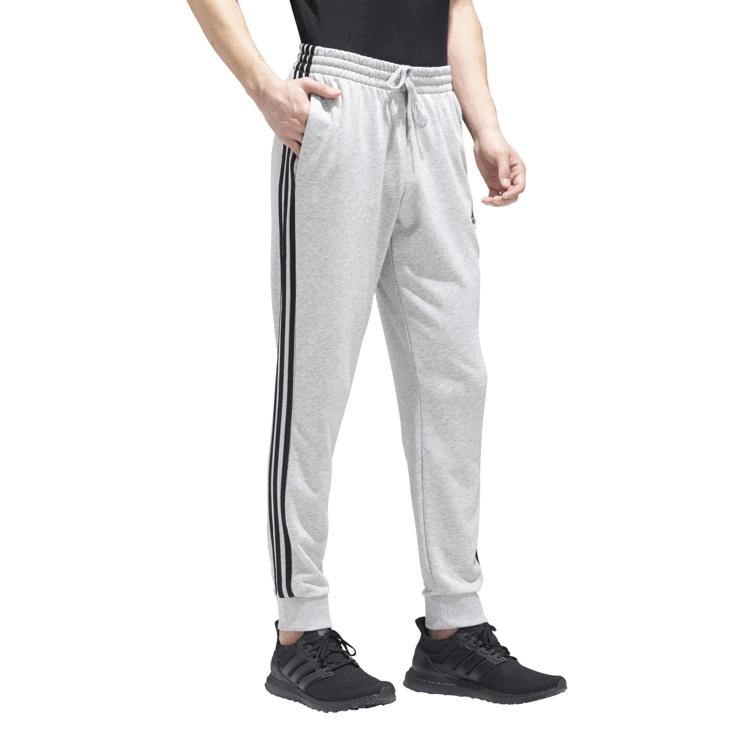 Grey Heather - adidas - Essentials Tapered Cuff 3-Stripes Joggers - 7