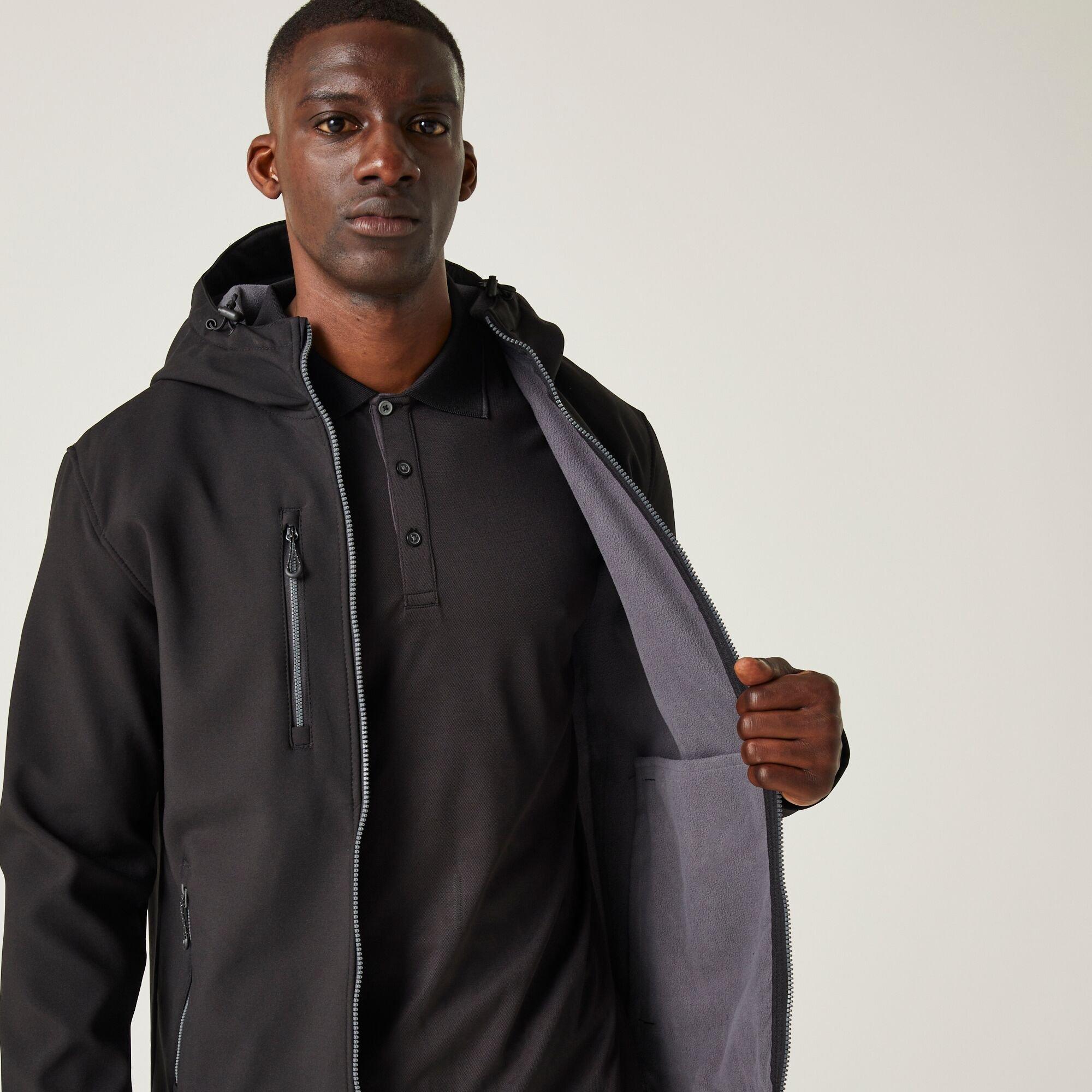 Black Seal Grey - Regatta - Mens Navigate 2 Layer Hooded Softshell Jacket - 4