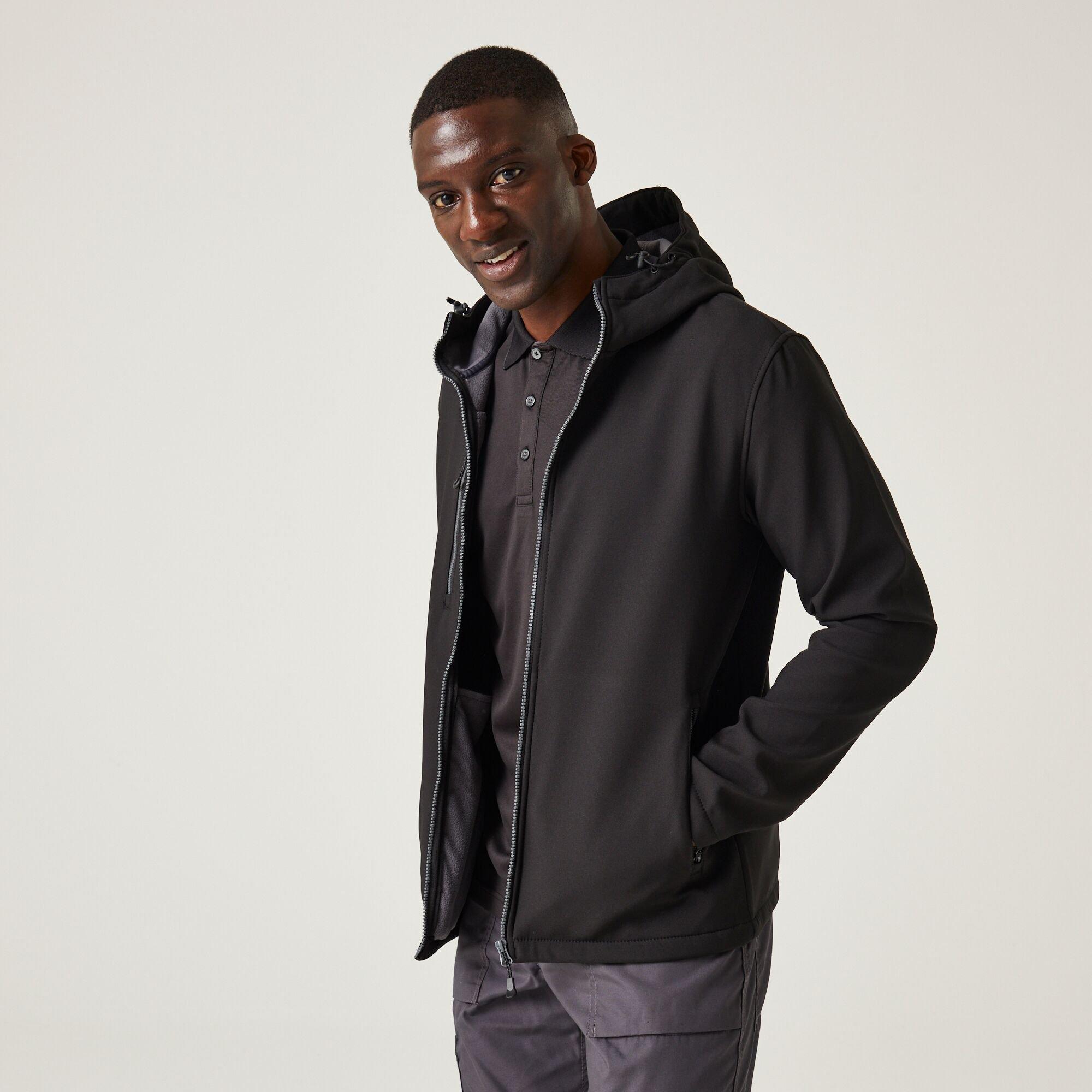 Black Seal Grey - Regatta - Mens Navigate 2 Layer Hooded Softshell Jacket - 5