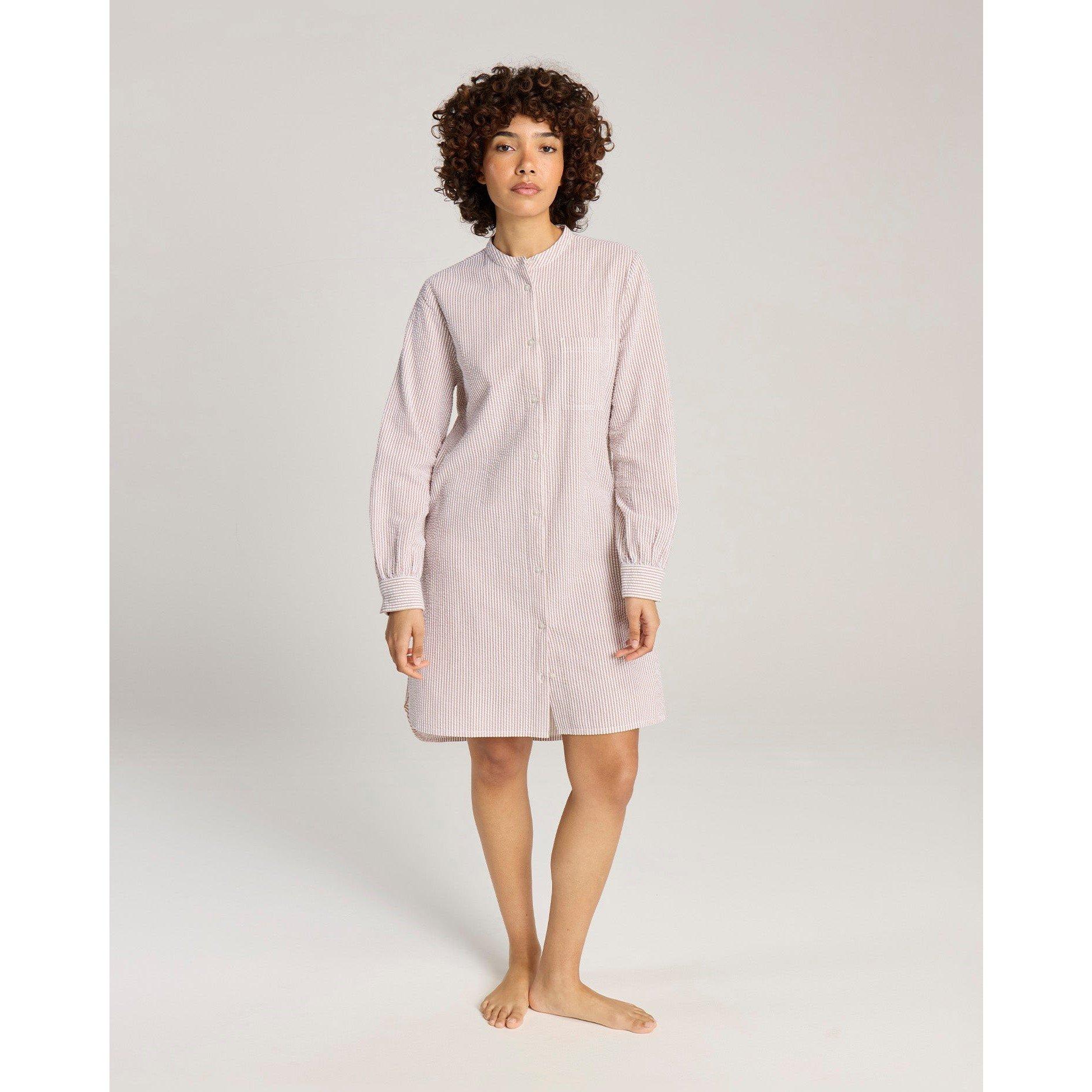 Mocha Stripe - Nudea - Seersucker Shirt Dress - 1